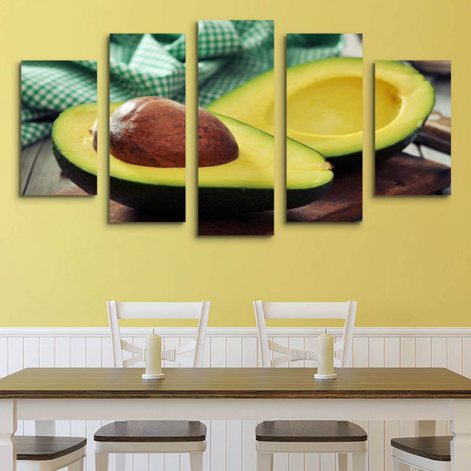 Cuadro decorativo Aguacates Mexicanos Decoracion para Comedor y Restaurante 150x80cm 5 Piezas