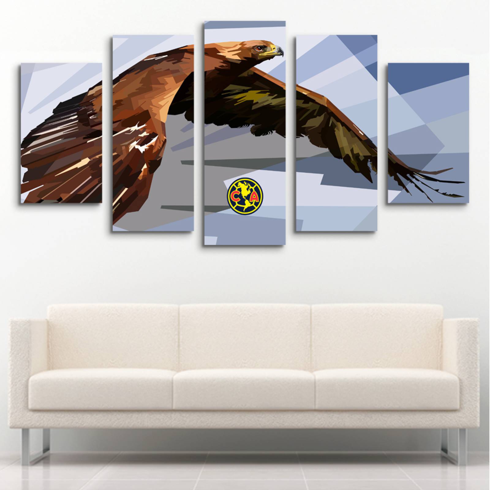 Cuadro decorativo Águila equipo futbol Águilas del America moderno decoración 150x80cm 5 piezas