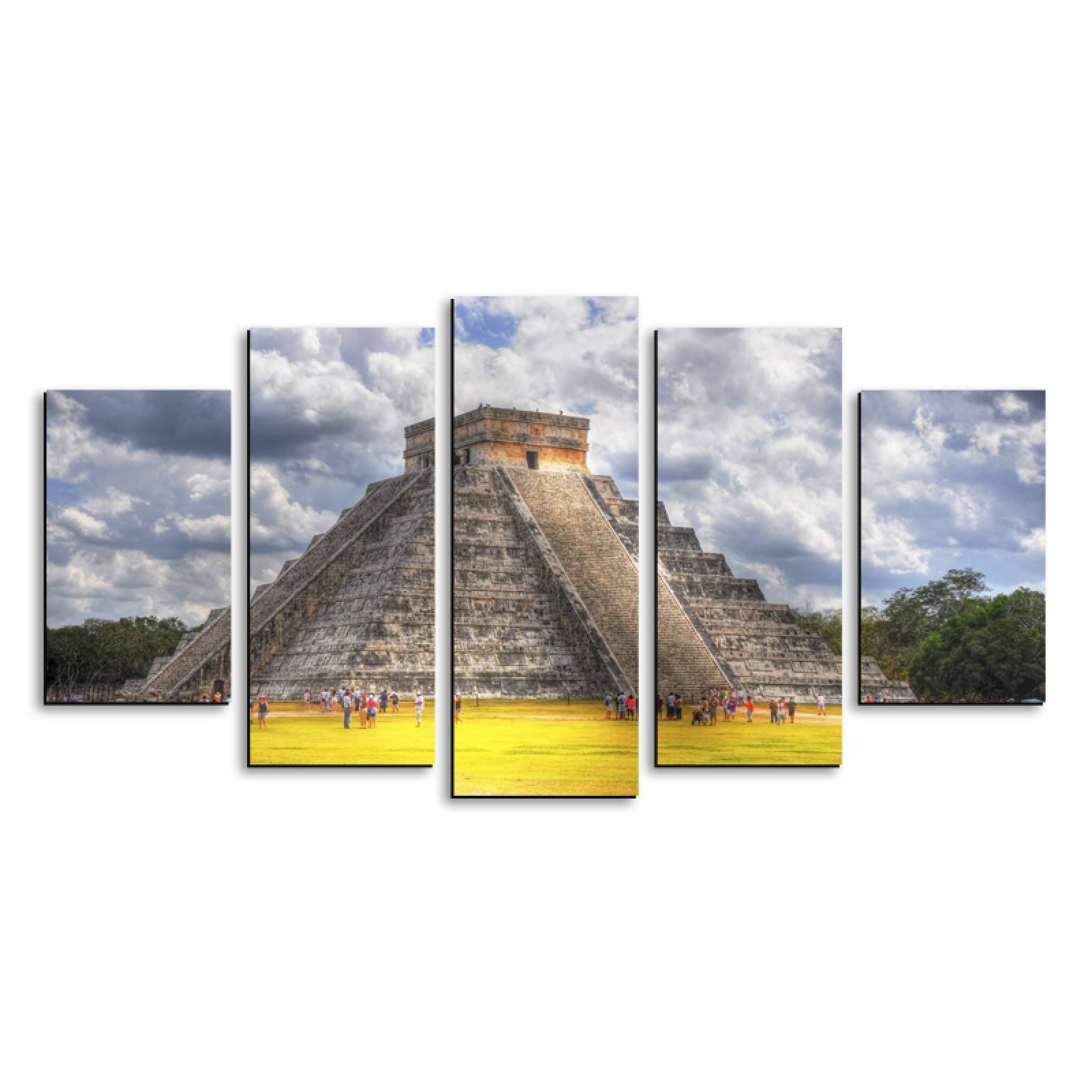 Cuadro decorativo Piramide del Sol Teotihuacán México moderno decoración 150x80cm 5 piezas