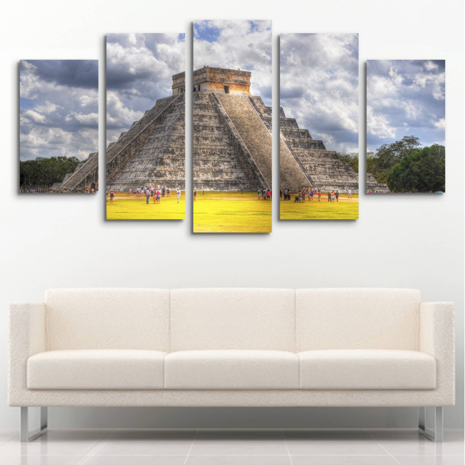 Cuadro decorativo Piramide del Sol Teotihuacán México moderno decoración 150x80cm 5 piezas