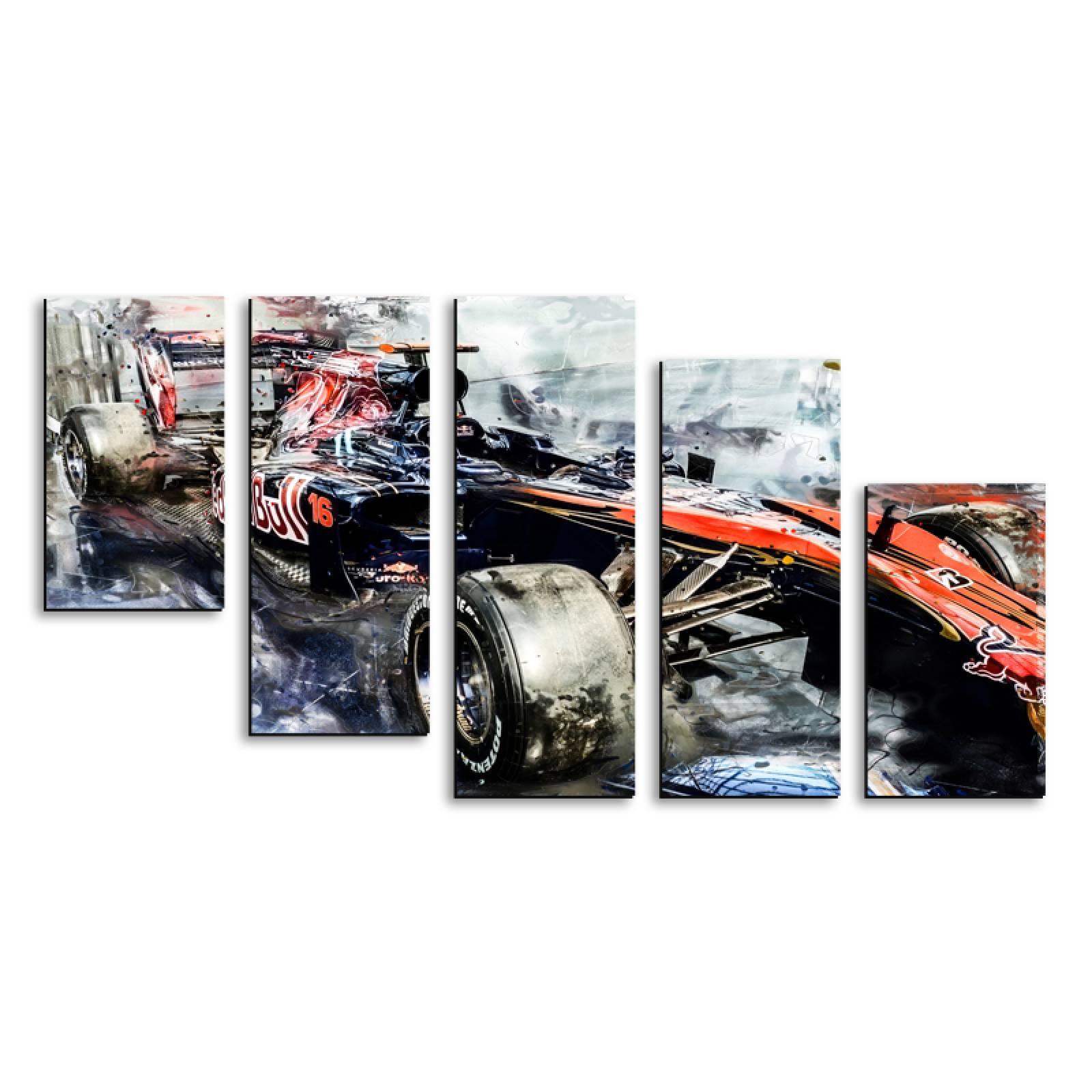 Cuadro decorativo Auto Escudería Red Bull Racing F1 moderno decoración 150x80cm 5 piezas