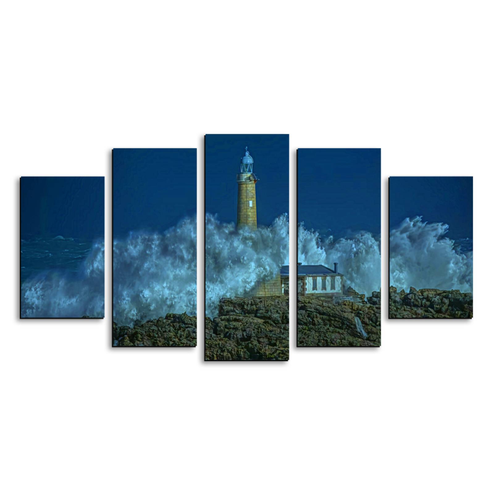 Cuadro decorativo Paisaje Faro de Cabo Mayor España moderno decoración 150x80cm 5 piezas