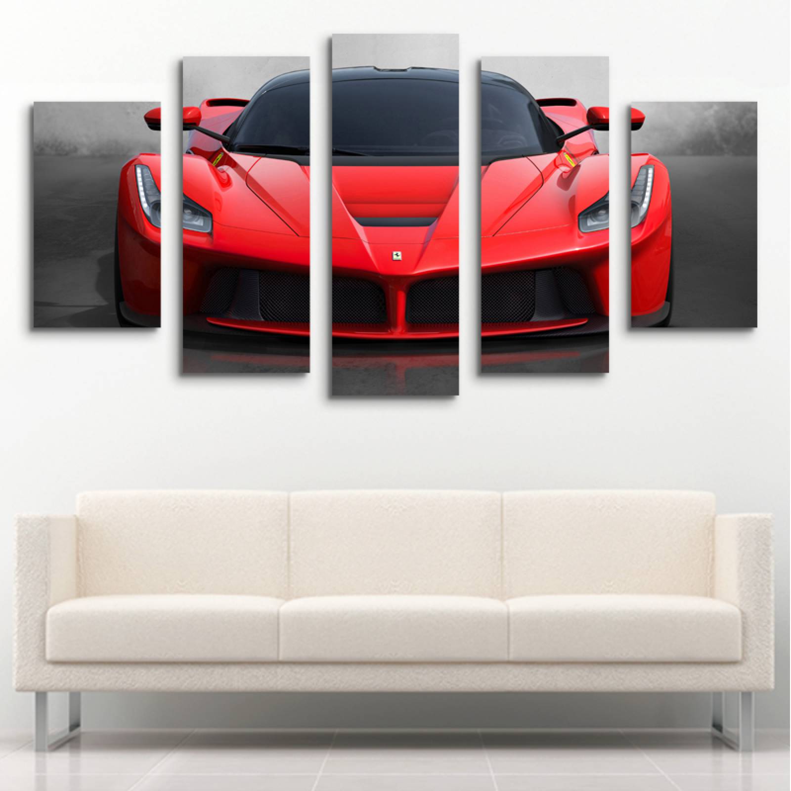 Cuadro decorativo Ferrari Auto Deportivo moderno decoración 150x80cm 5 piezas