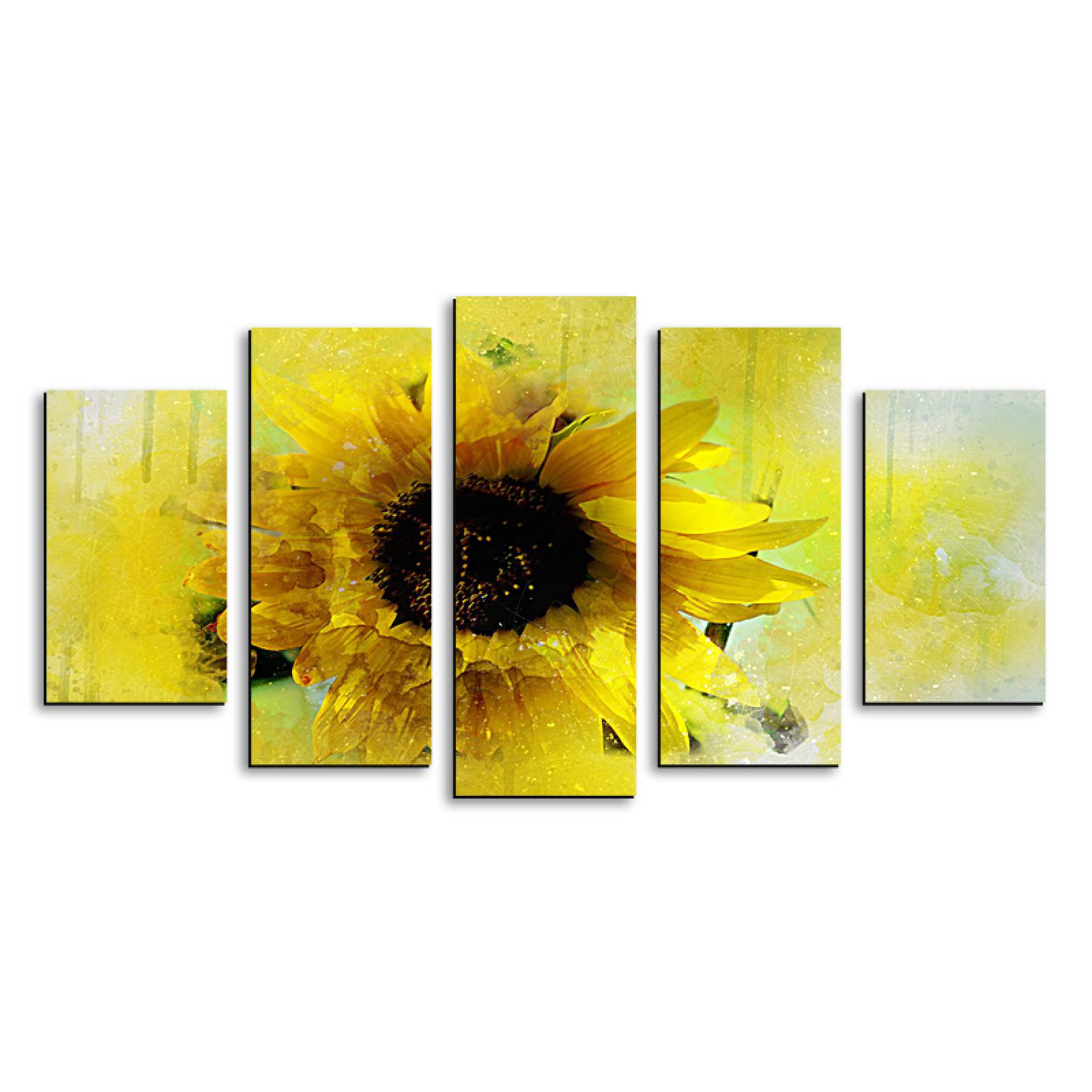 Cuadro decorativo Flor de Girasol Amarillo moderno decoración 150x80cm 5 piezas