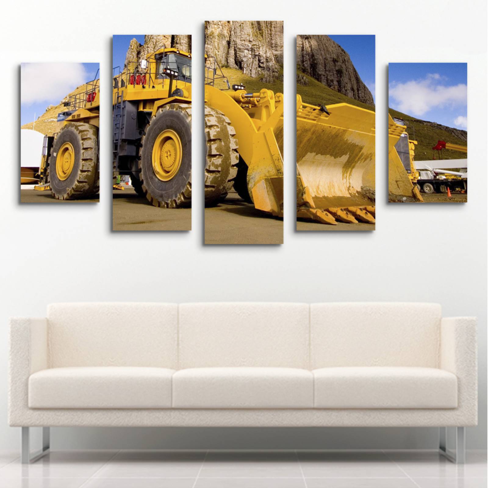 Cuadro decorativo Maquinaria para Construcción moderno decoración de Oficina 150x80cm 5 piezas