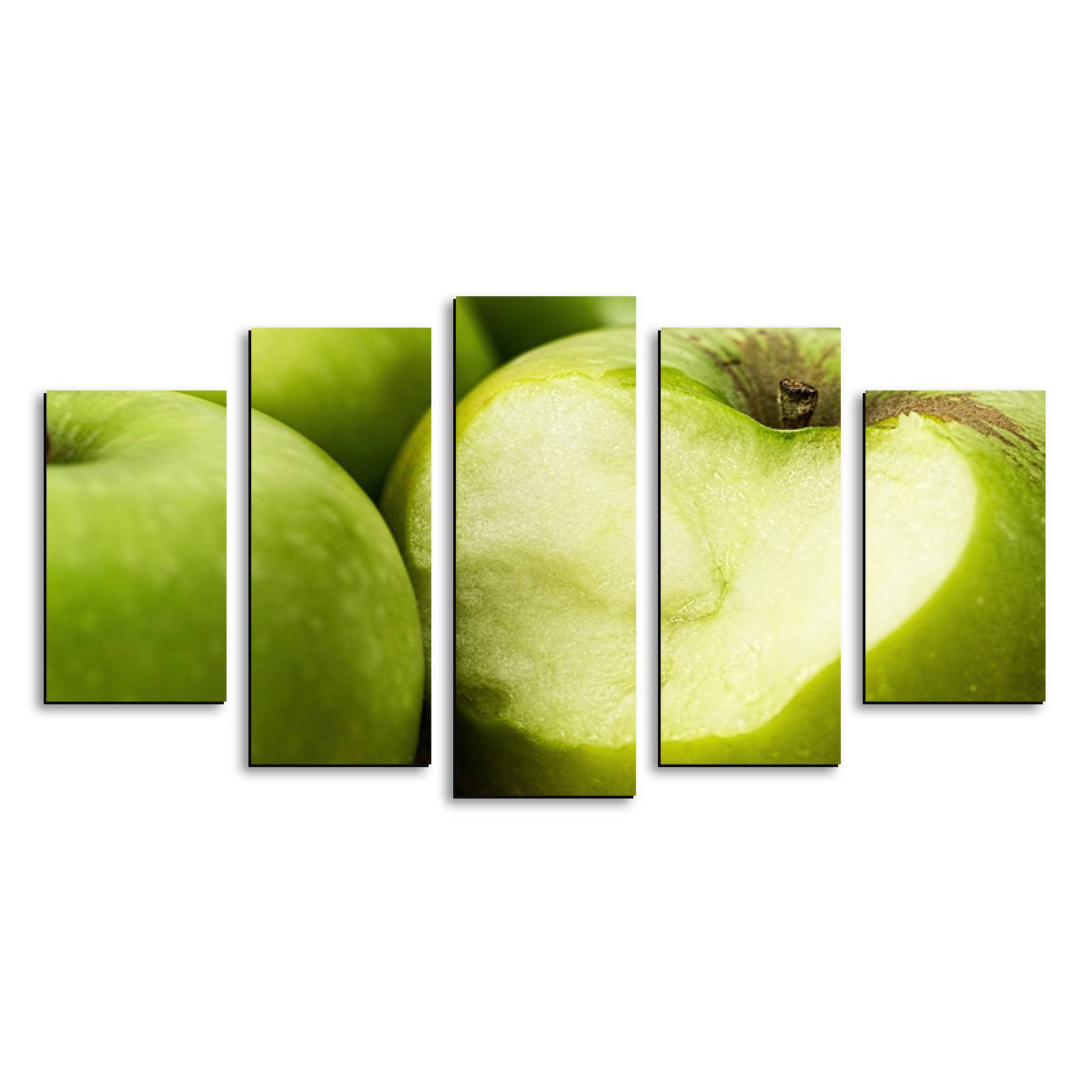 Cuadro decorativo Manzanas Verdes Decoración para Comedores y Restaurantes 150x80cm 5 piezas