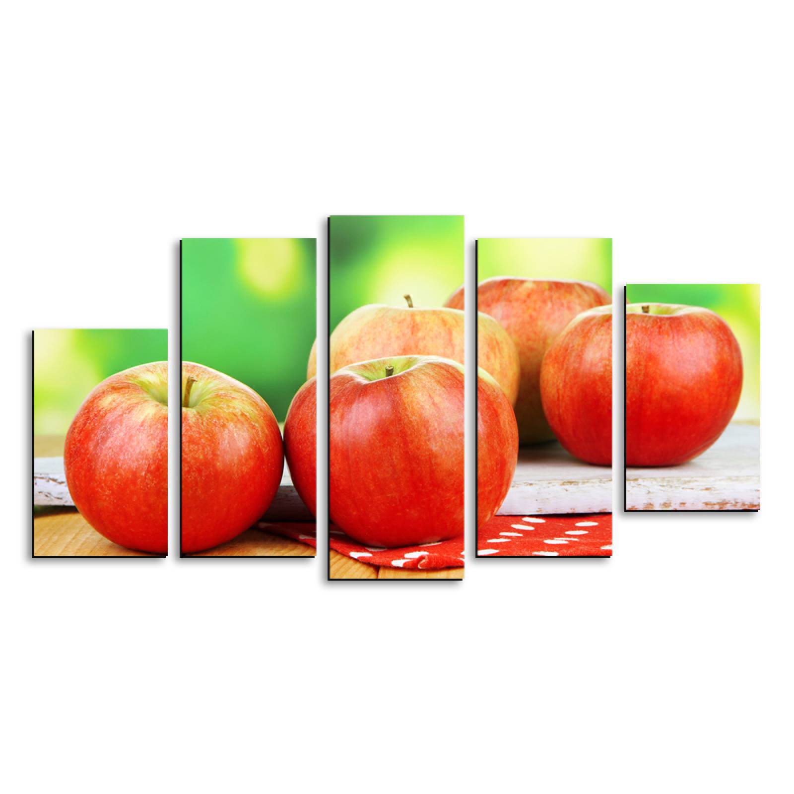 Cuadro decorativo Manzanas Rojas Decoración para Comedores y Restaurantes 150x80cm 5 piezas
