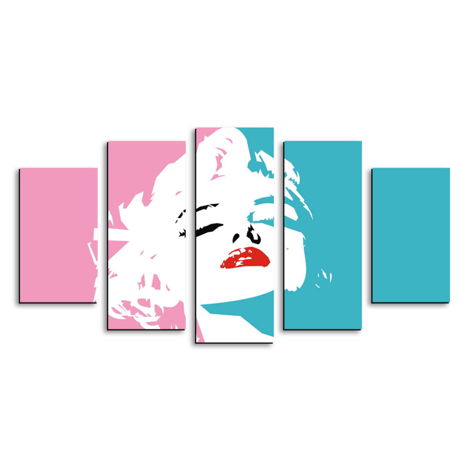 Cuadro decorativo Marilyn Monroe Arte Pop moderno decoración 150x80cm 5 piezas