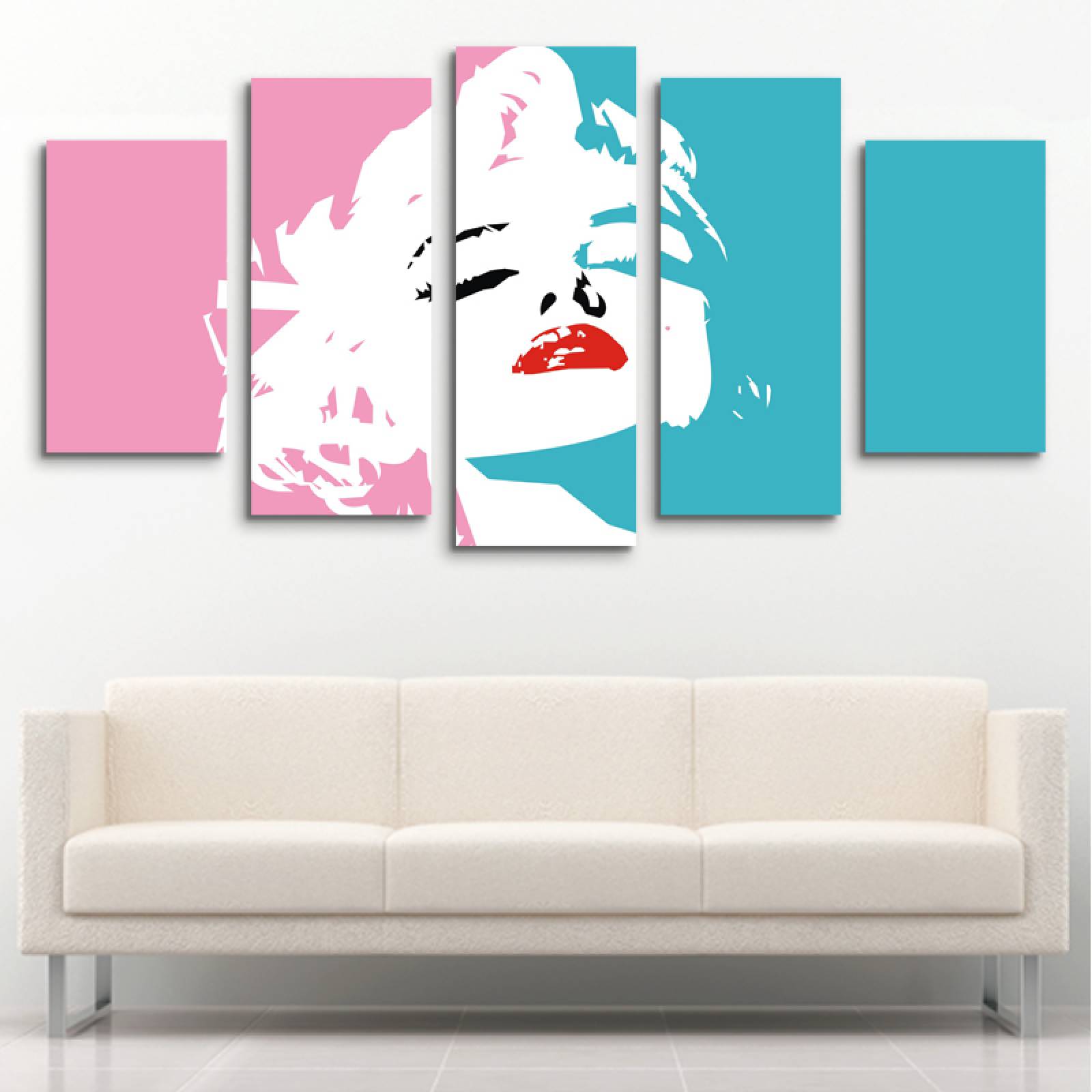 Cuadro decorativo Marilyn Monroe Arte Pop moderno decoración 150x80cm 5 piezas