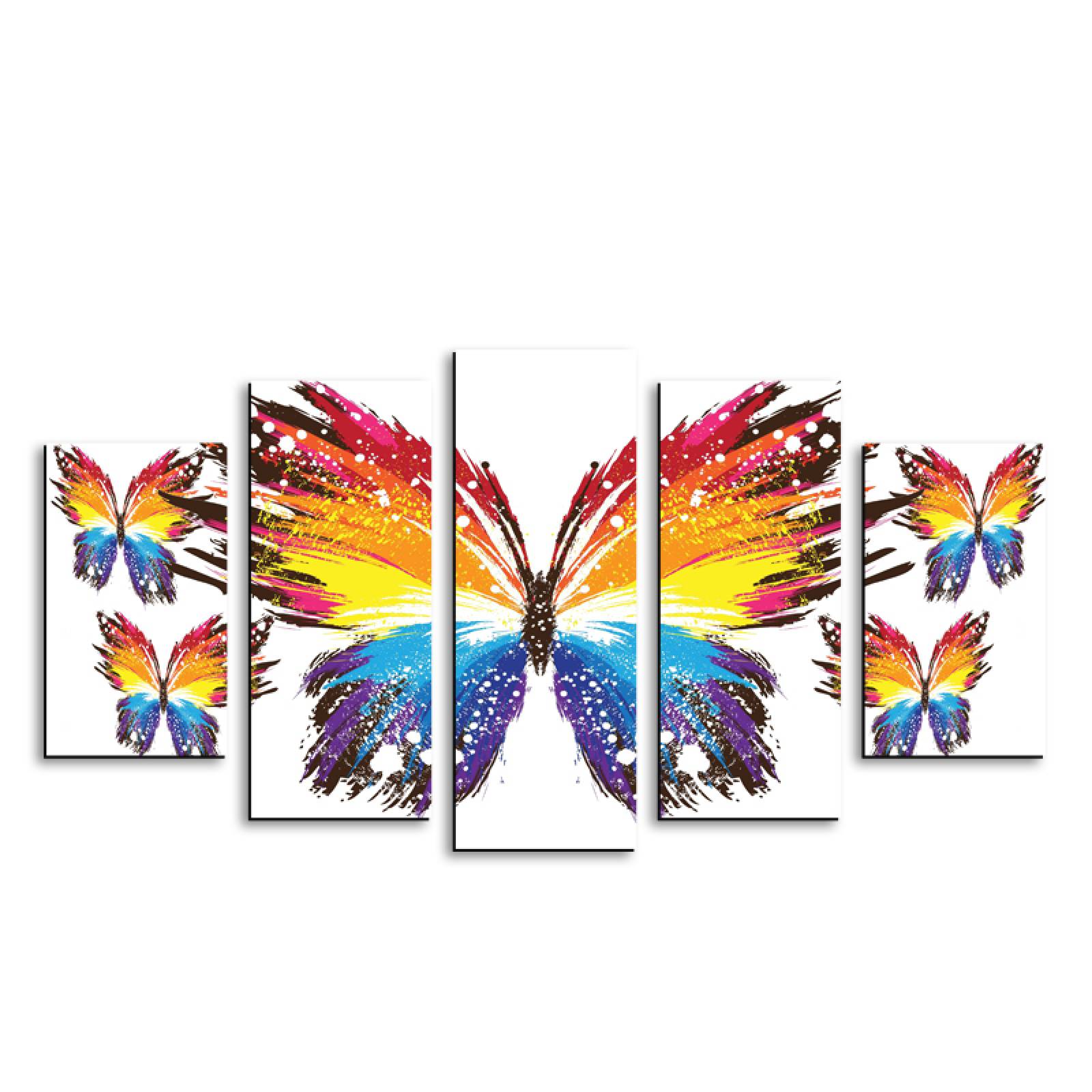 Cuadro decorativo Mariposas Arte Pop Colores moderno decoración 150x80cm 5 piezas