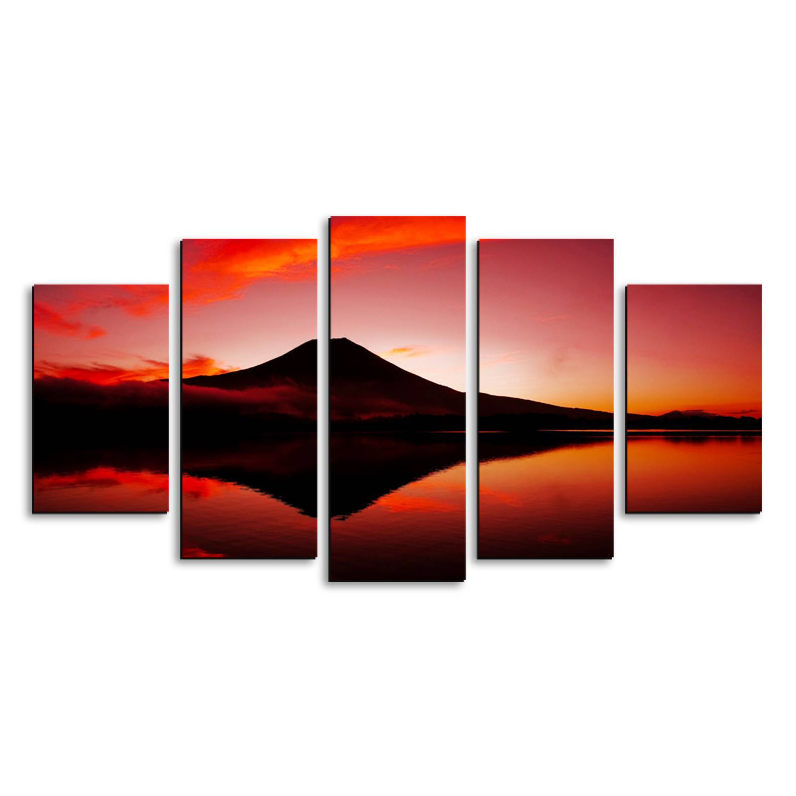 Cuadro decorativo Paisaje Monte Fuji Japón moderno decoración 150x80cm 5 piezas