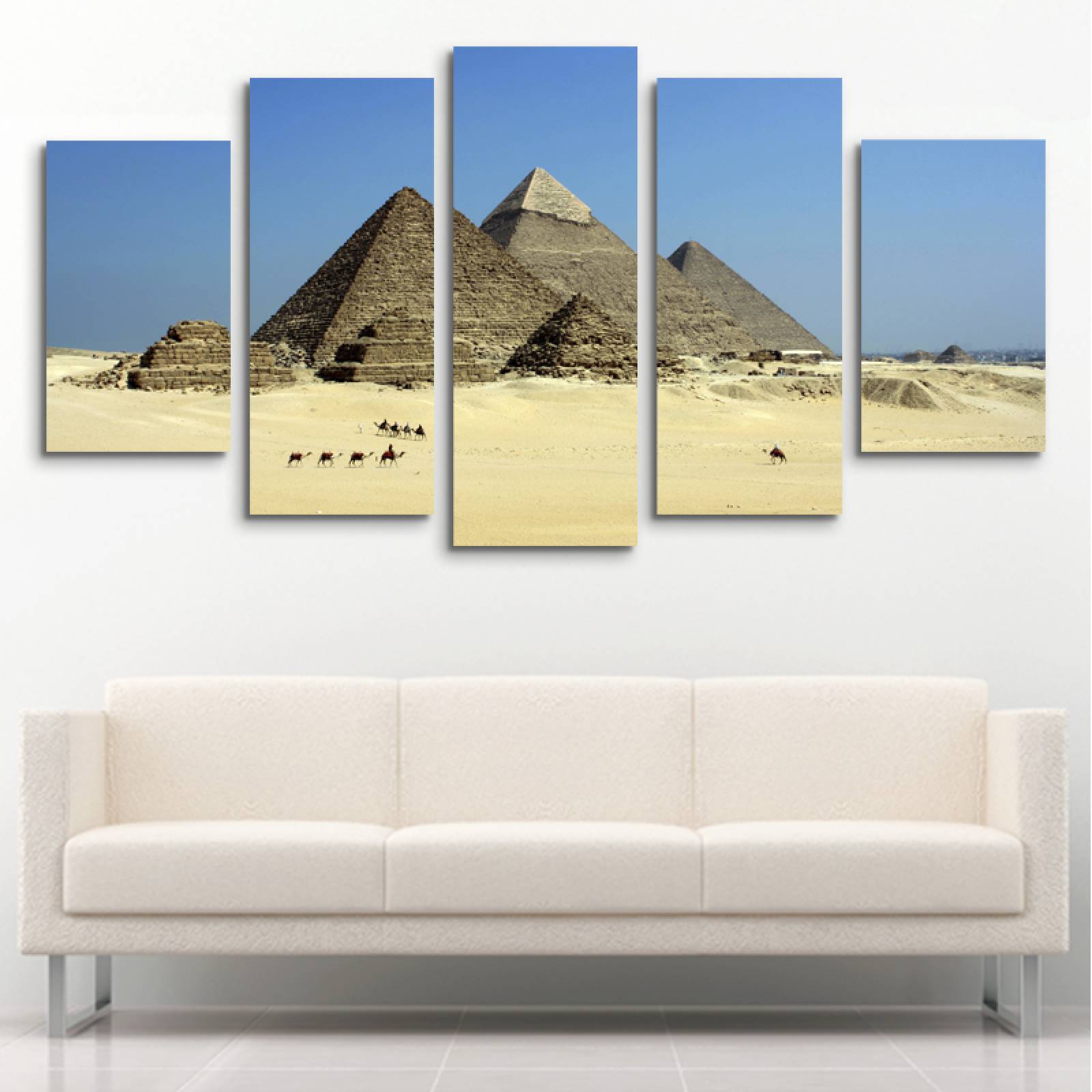 Cuadro decorativo Piramides de Egipto moderno decoración 150x80cm 5 piezas