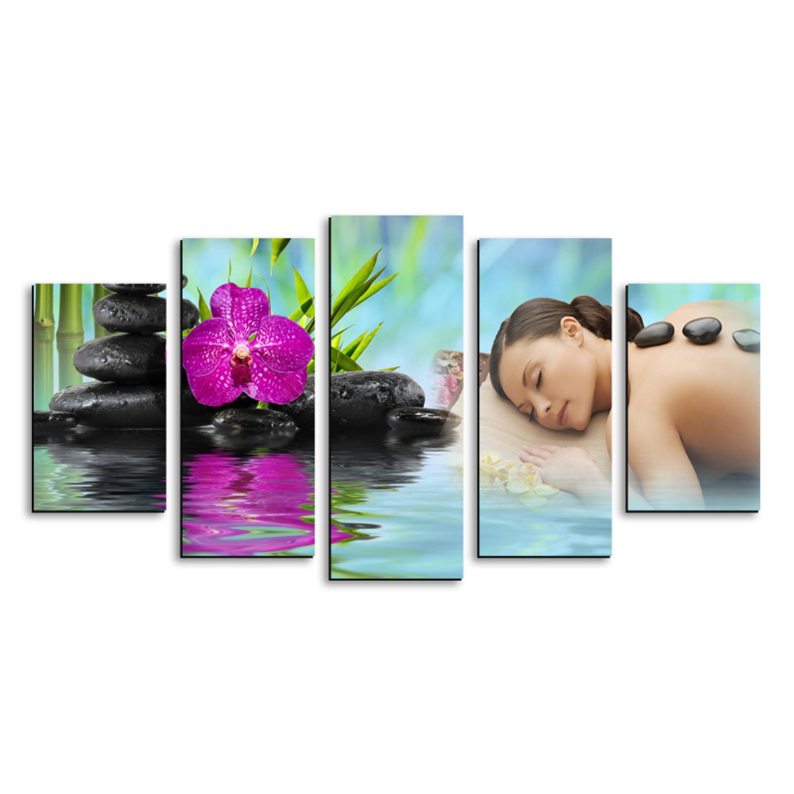 Cuadro decorativo Decoración para Spa Meditación moderno decoración 150x80cm 5 piezas