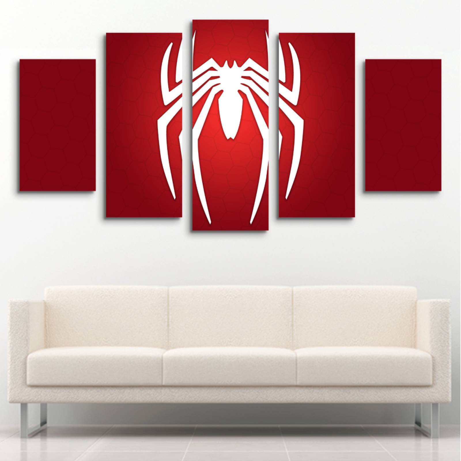 Cuadro decorativo Spiderman Simbolo Superheroe moderno decoración 150x80cm 5 piezas