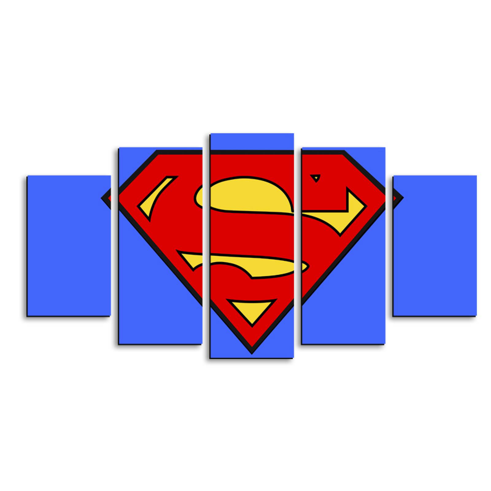 Cuadro decorativo Superman Simbolo Superheroes moderno decoración 150x80cm 5 piezas