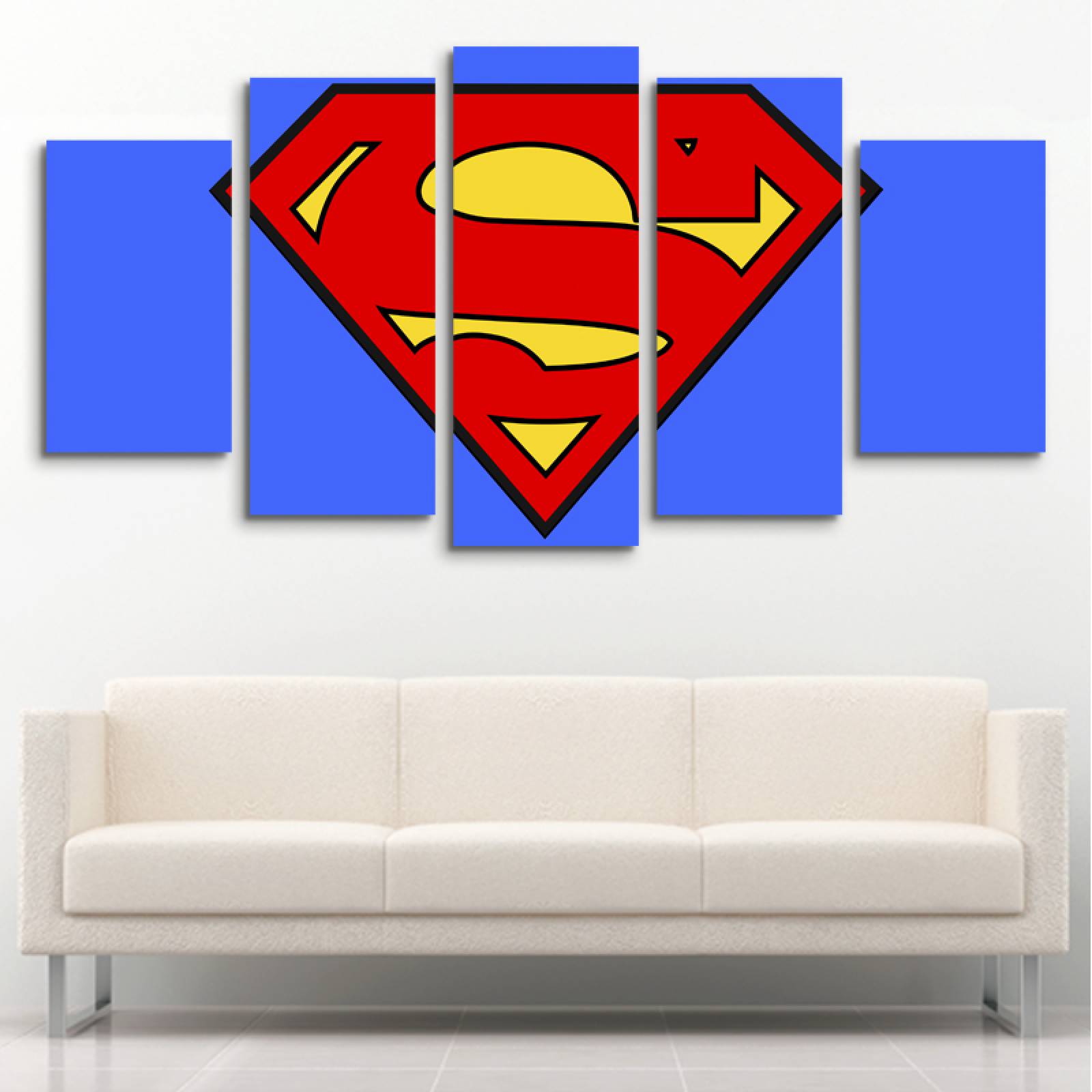 Cuadro decorativo Superman Simbolo Superheroes moderno decoración 150x80cm 5 piezas