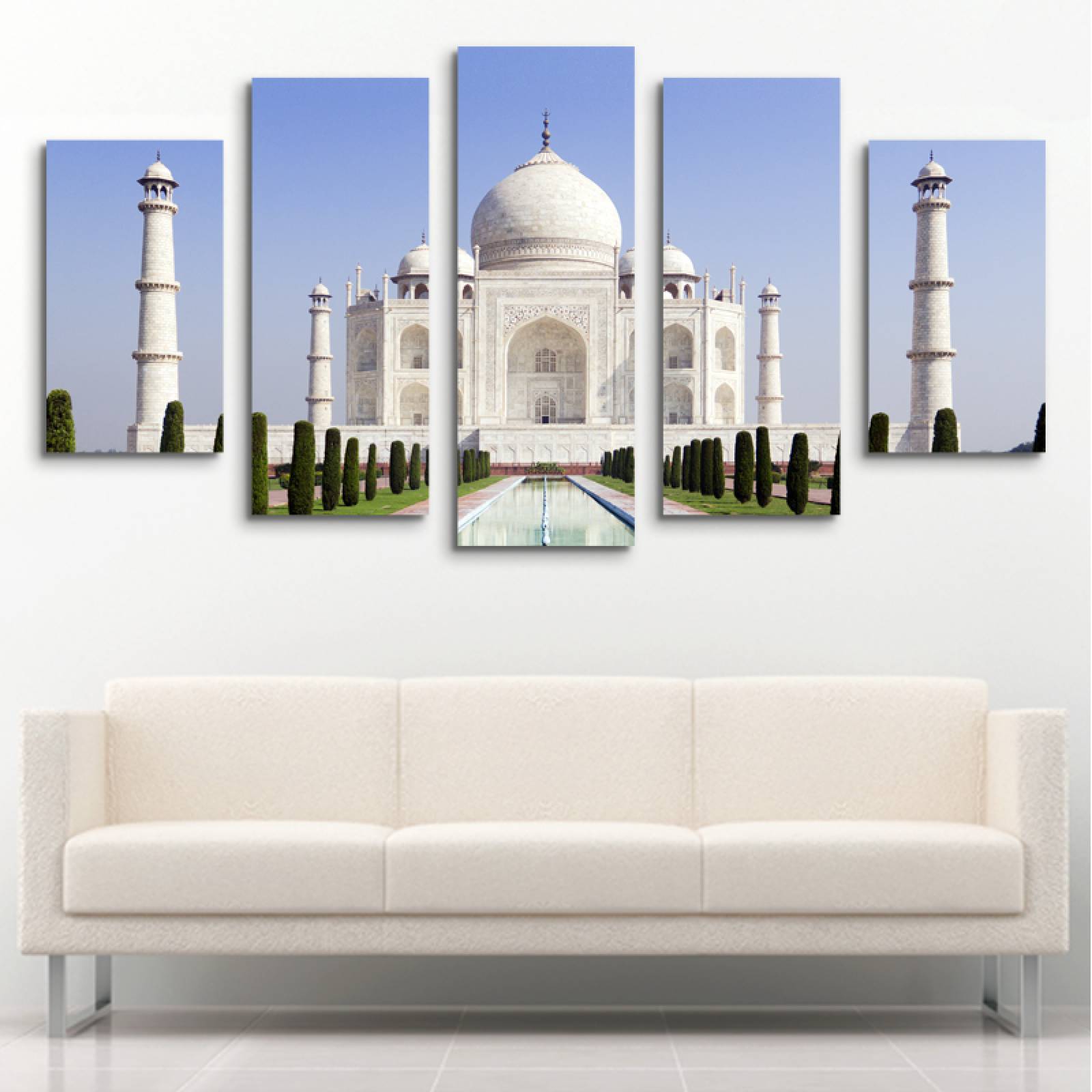 Cuadro decorativo Taj Mahal moderno decoración 150x80cm 5 piezas