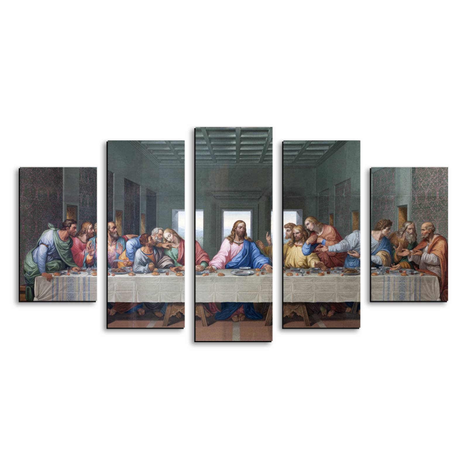 Cuadro decorativo Ültima Cena de Leonardo Da Vinci decoración 150x80cm 5 piezas
