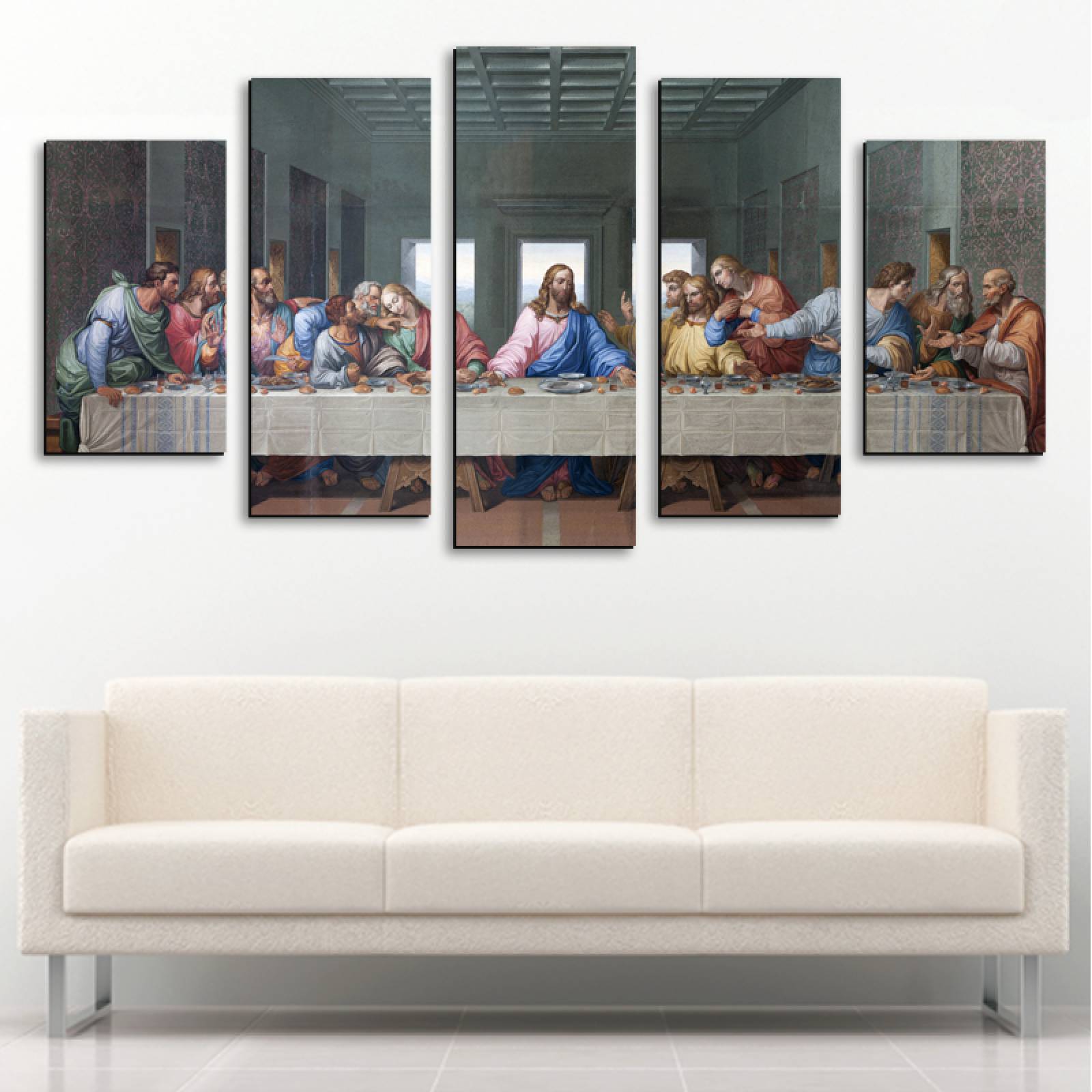 Cuadro decorativo Ültima Cena de Leonardo Da Vinci decoración 150x80cm 5 piezas