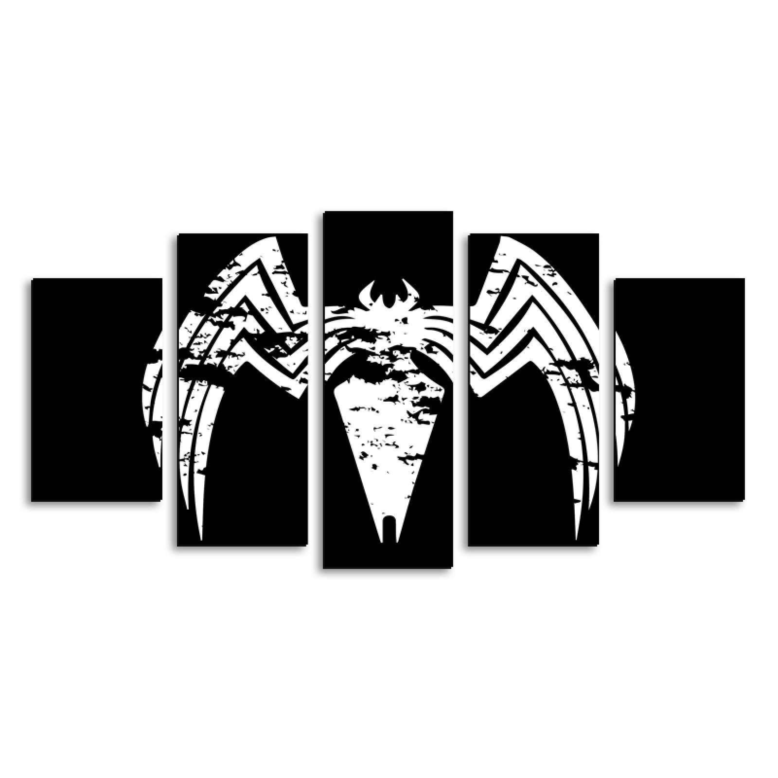 Cuadro decorativo Venom Spiderman Simbolo Superheroes moderno decoración 150x80cm 5 piezas