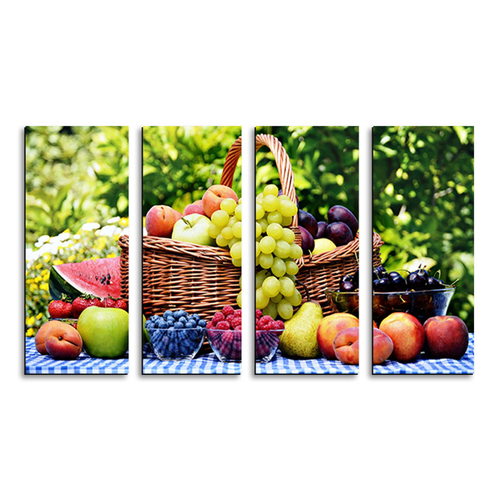 Cuadro decorativo Abundancia Frutas Bodegón 2 metros x 120cm Grandes Modernos 4 Piezas