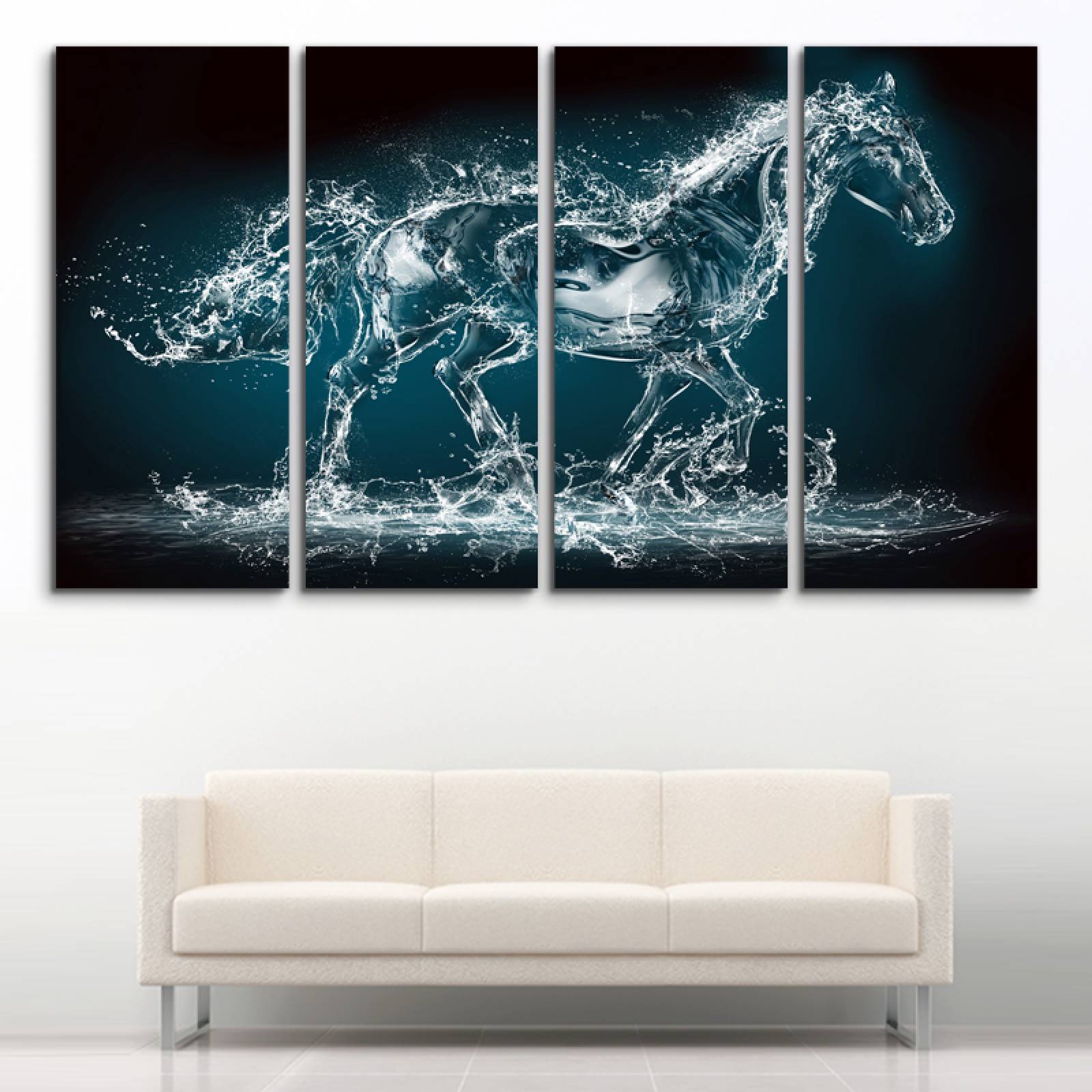 Cuadro decorativo Caballo de Agua Minimalista Animales 2 metros x 120cm Grandes Modernos 4 Piezas