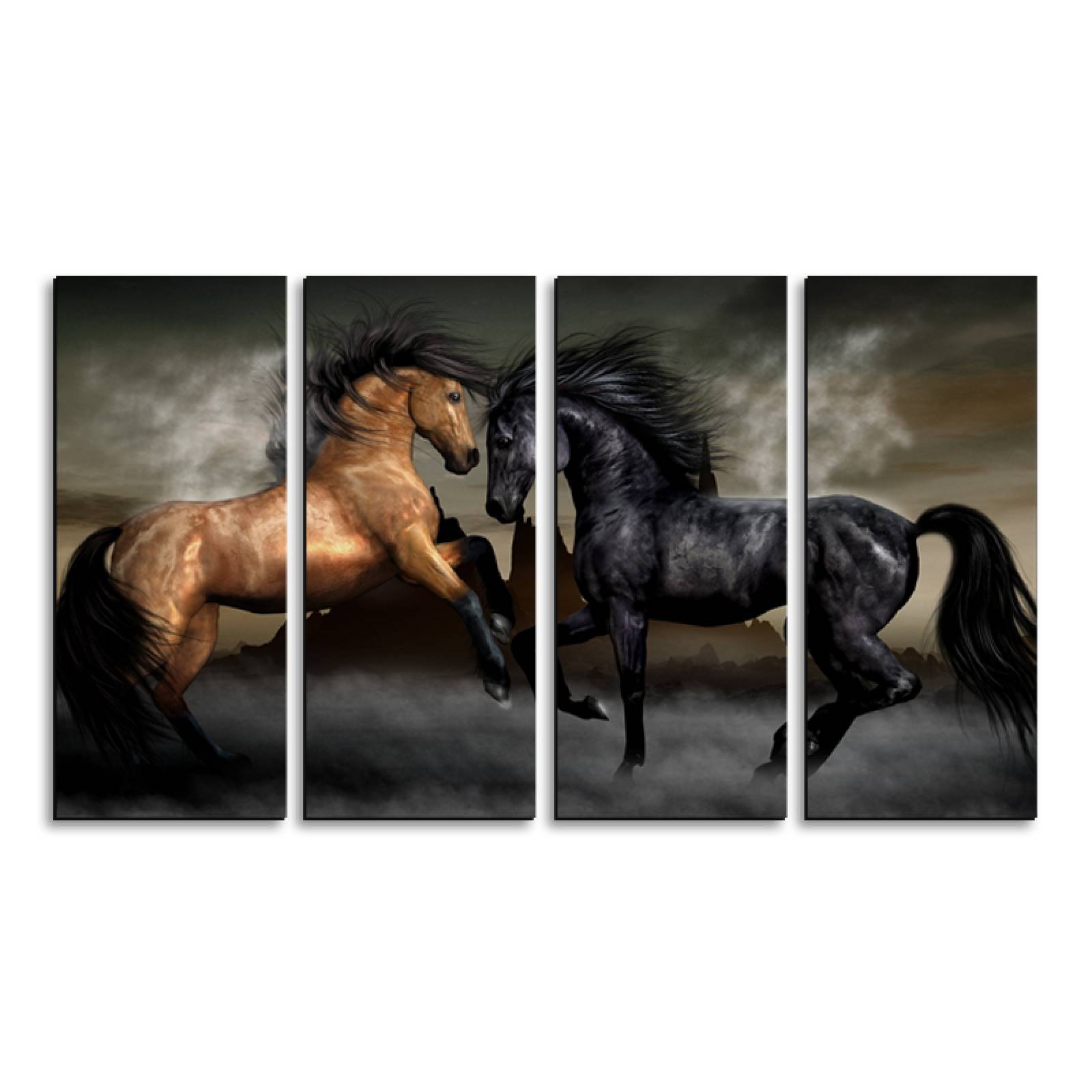 Cuadro decorativo Caballos Salvajes, Animales 2 metros x 120cm Grandes Modernos 4 Piezas