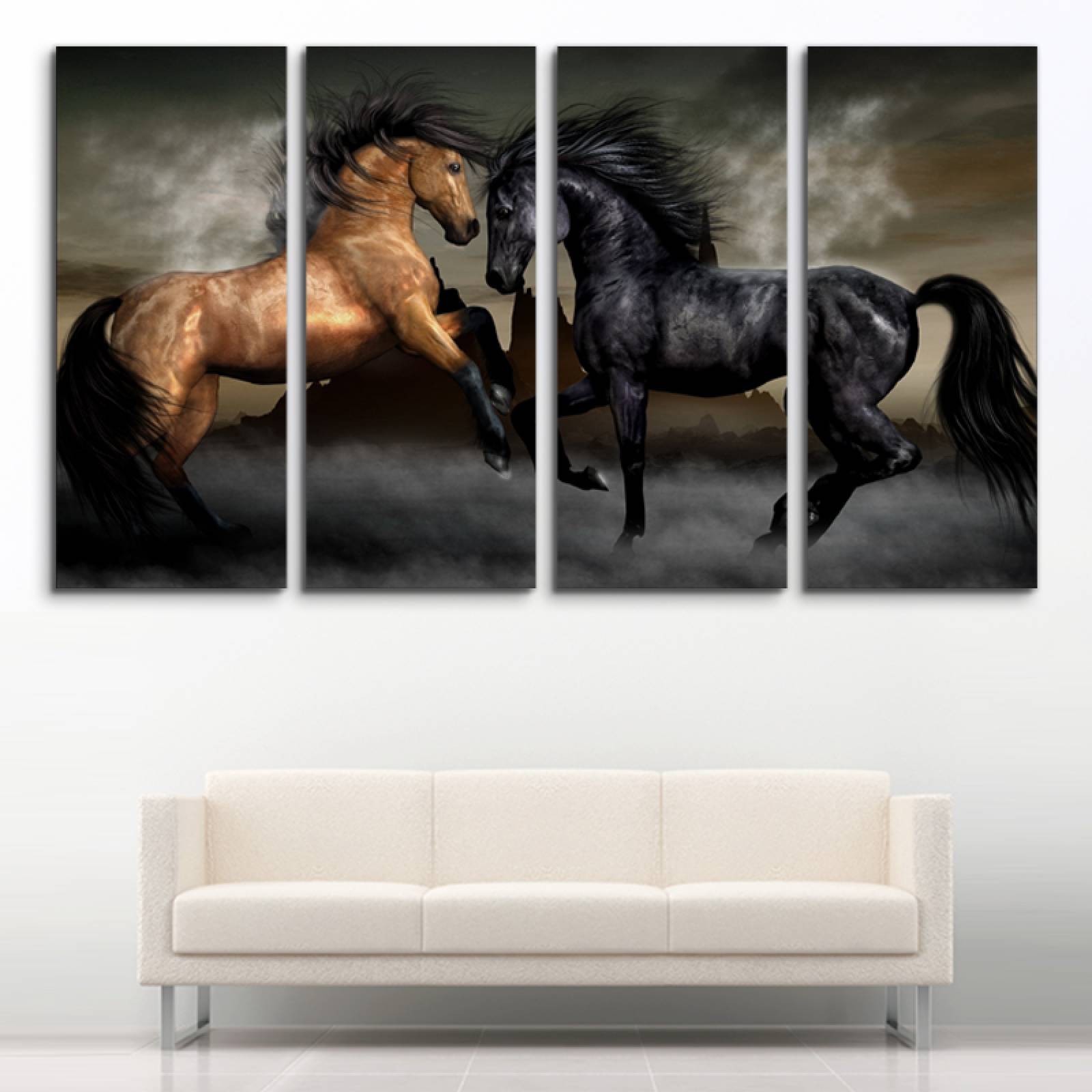 Cuadro decorativo Caballos Salvajes, Animales 2 metros x 120cm Grandes Modernos 4 Piezas