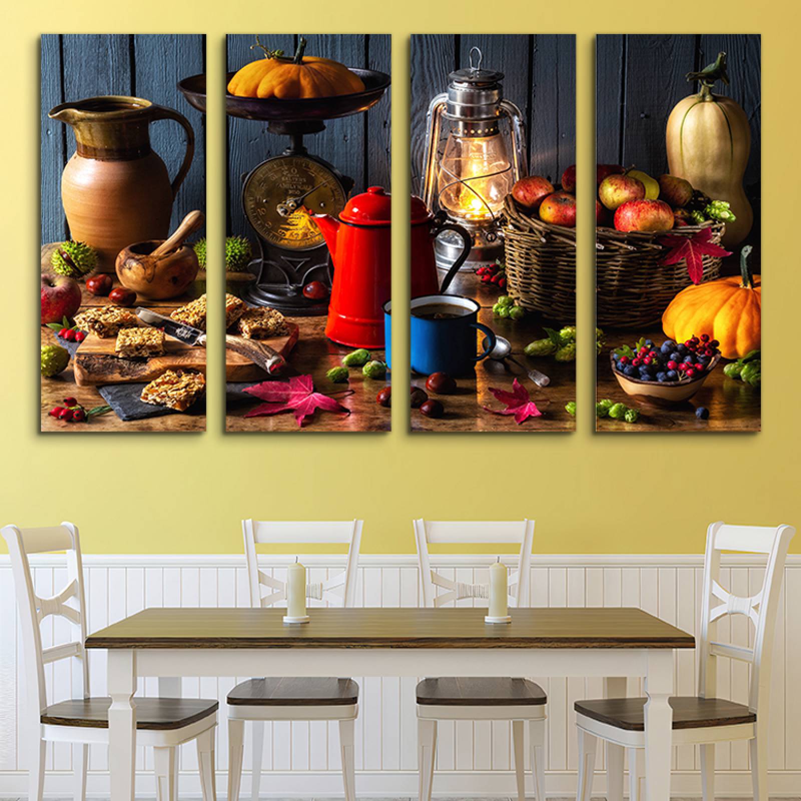 Cuadro decorativo Cocina Rústica Decoracion para Comedores y Restaurantes 2 metros x 120cm Grandes Modernos 4 Piezas