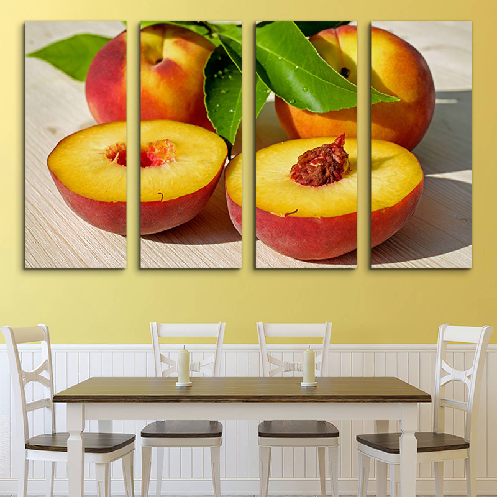 Cuadro decorativo Duraznos Frutas Decoracion para Comedores y Restaurantes 2 metros x 120cm Grandes Modernos 4 Piezas