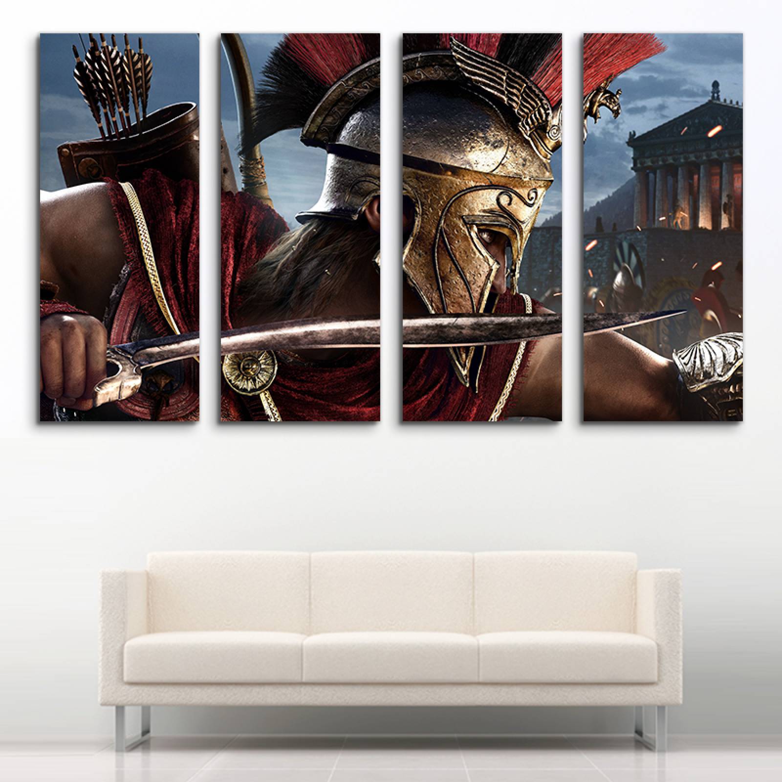 Cuadro decorativo Guerrero Espartano 2 metros x 120cm Grandes Modernos 4 Piezas