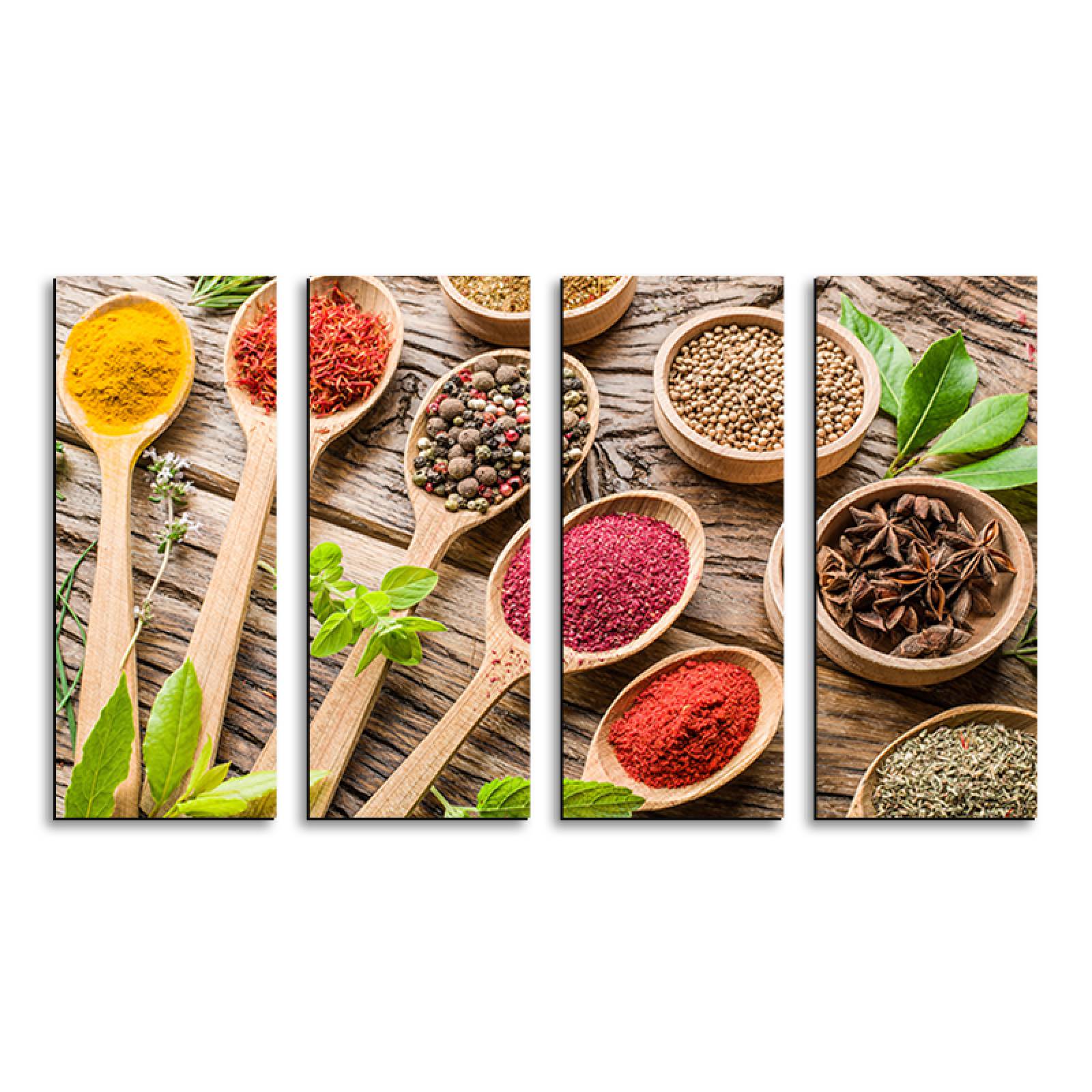 Cuadro decorativo Especias del Mundo Decoracion para Comedores y Restaurantes 2 metros x 120cm Grandes Modernos 4 Piezas