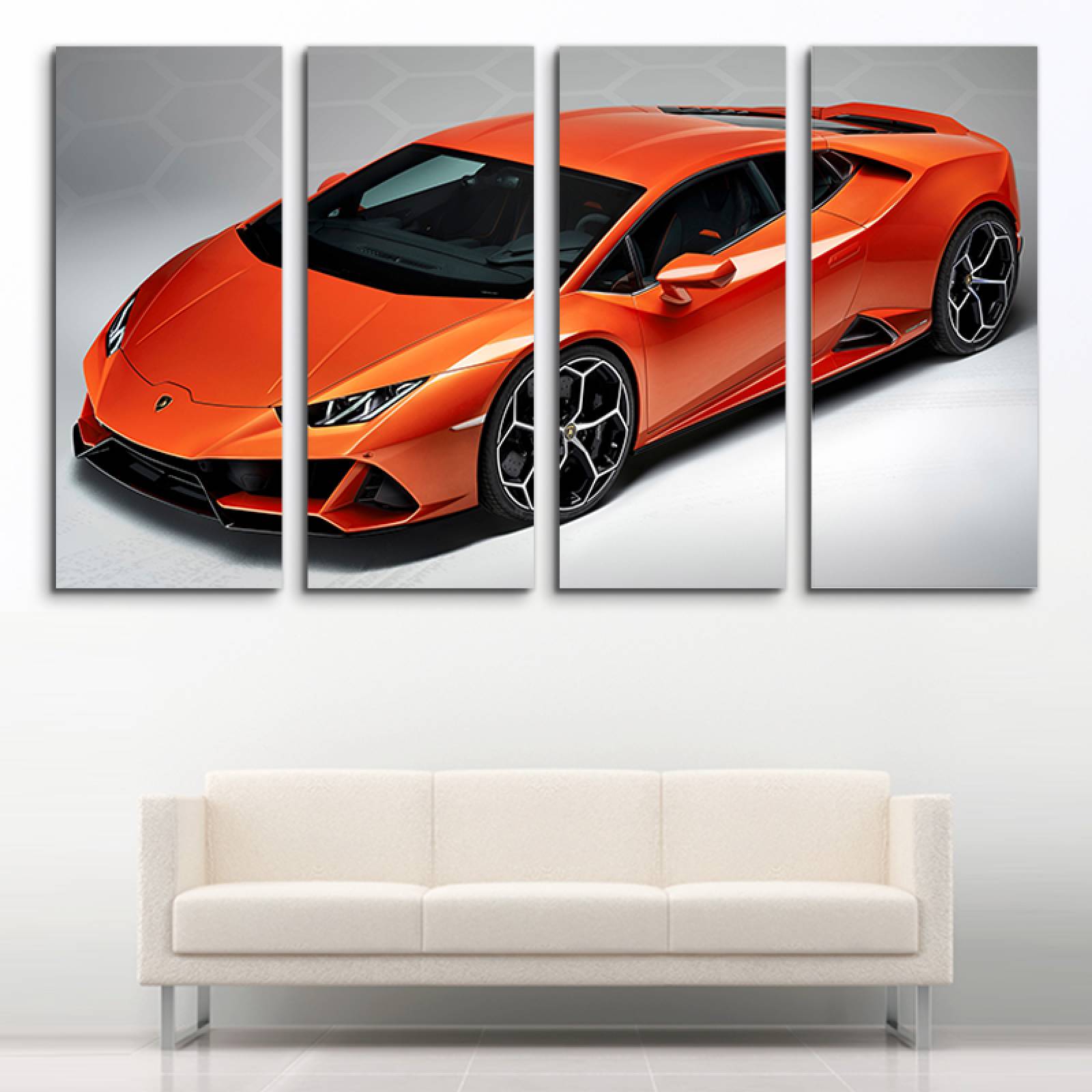 Cuadro decorativo Lamborghini Huracan Auto deportivo 2 metros x 120cm Grandes Modernos 4 Piezas