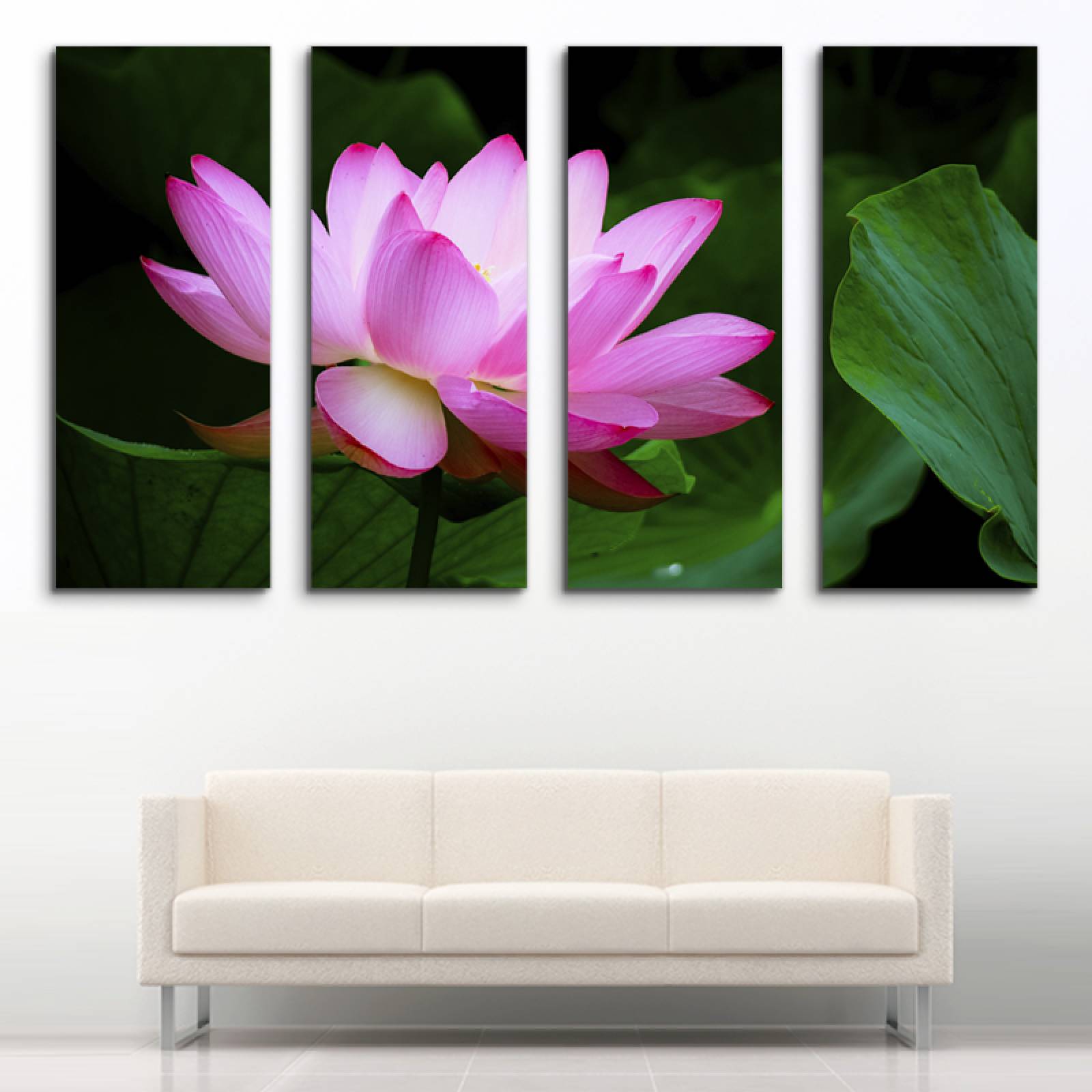 Cuadro decorativo Flor de Loto rosa Japones 2 metros x 120cm Grandes Modernos 4 Piezas