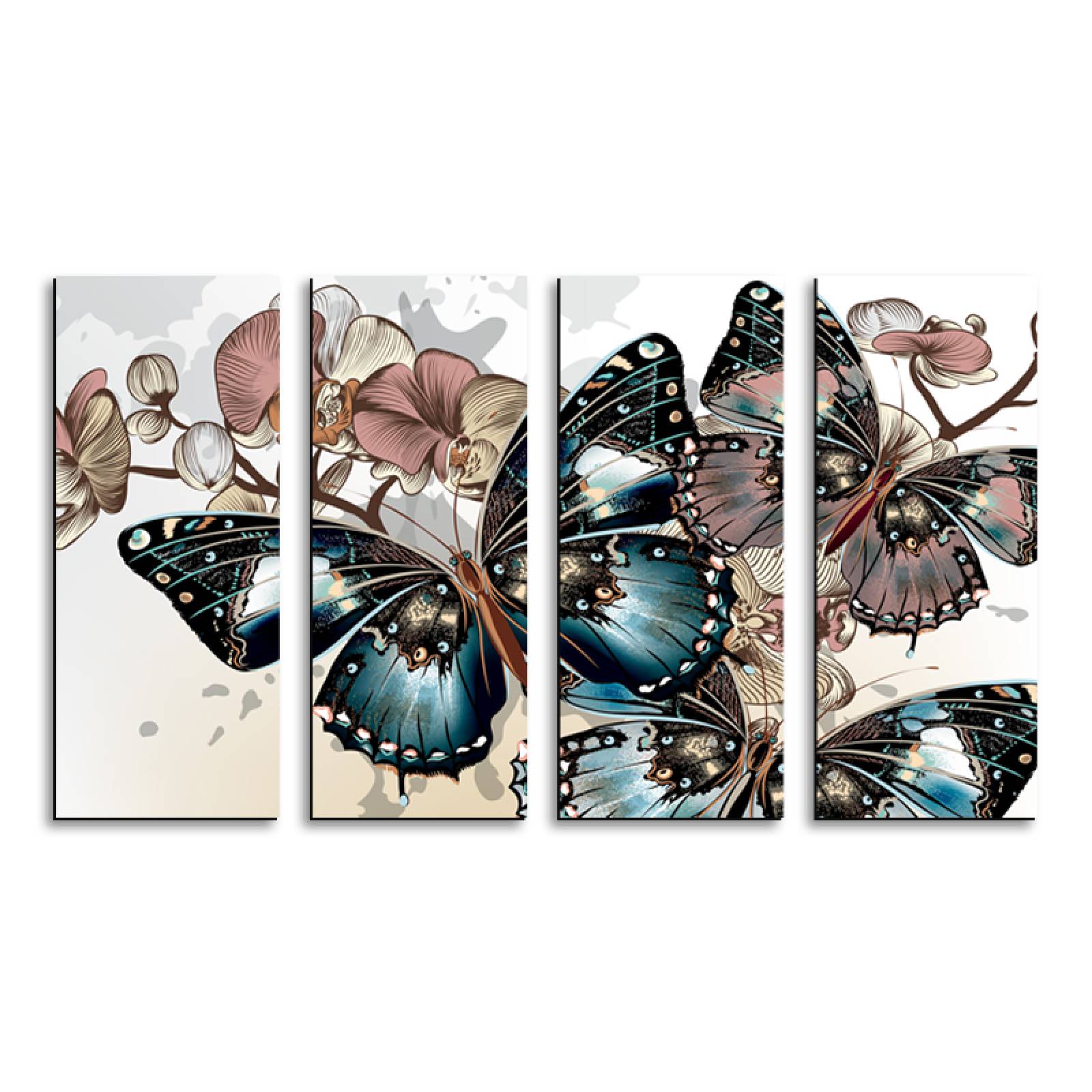 Cuadro decorativo Mariposas, Animales 2 metros x 120cm Grandes Modernos 4 Piezas