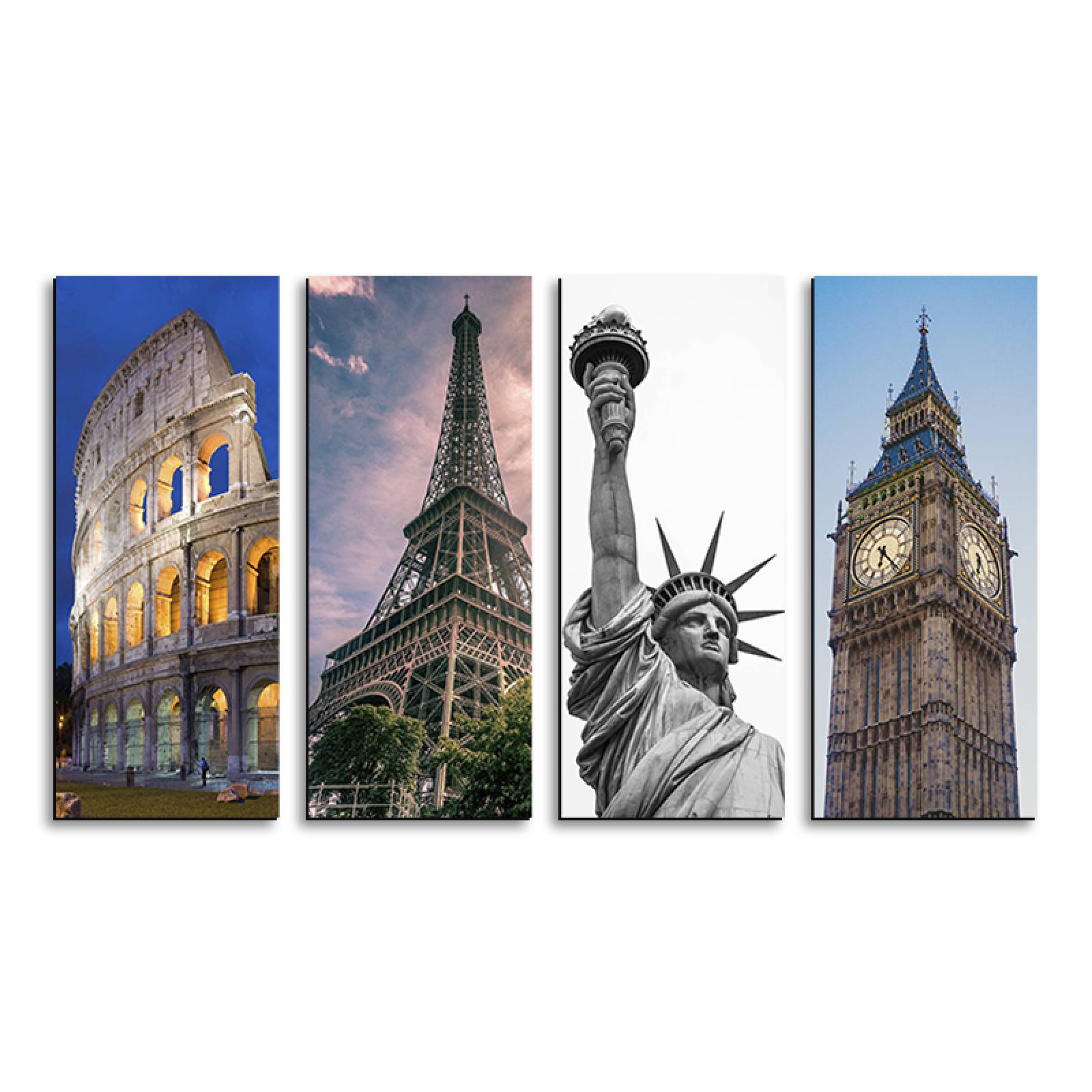 Cuadro decorativo Monumentos del Mundo Decoración Urbana 2 metros x 120cm Grandes Modernos 4 Piezas