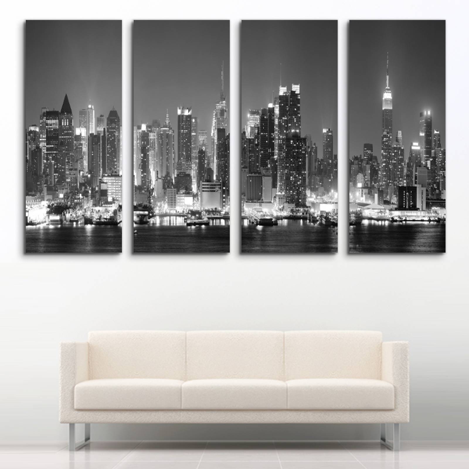 Cuadro decorativo New York Minimalista Paisaje Urbano 2 metros x 120cm Grandes Modernos 4 Piezas