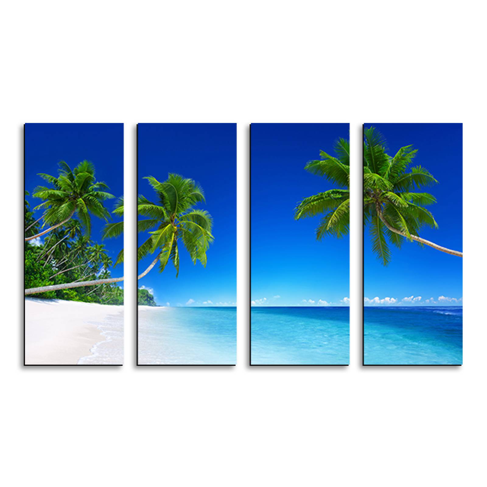 Cuadro decorativo Mar, Plata Y Palmeras Paisaje Natural 2 metros x 120cm Grandes Modernos 4 Piezas