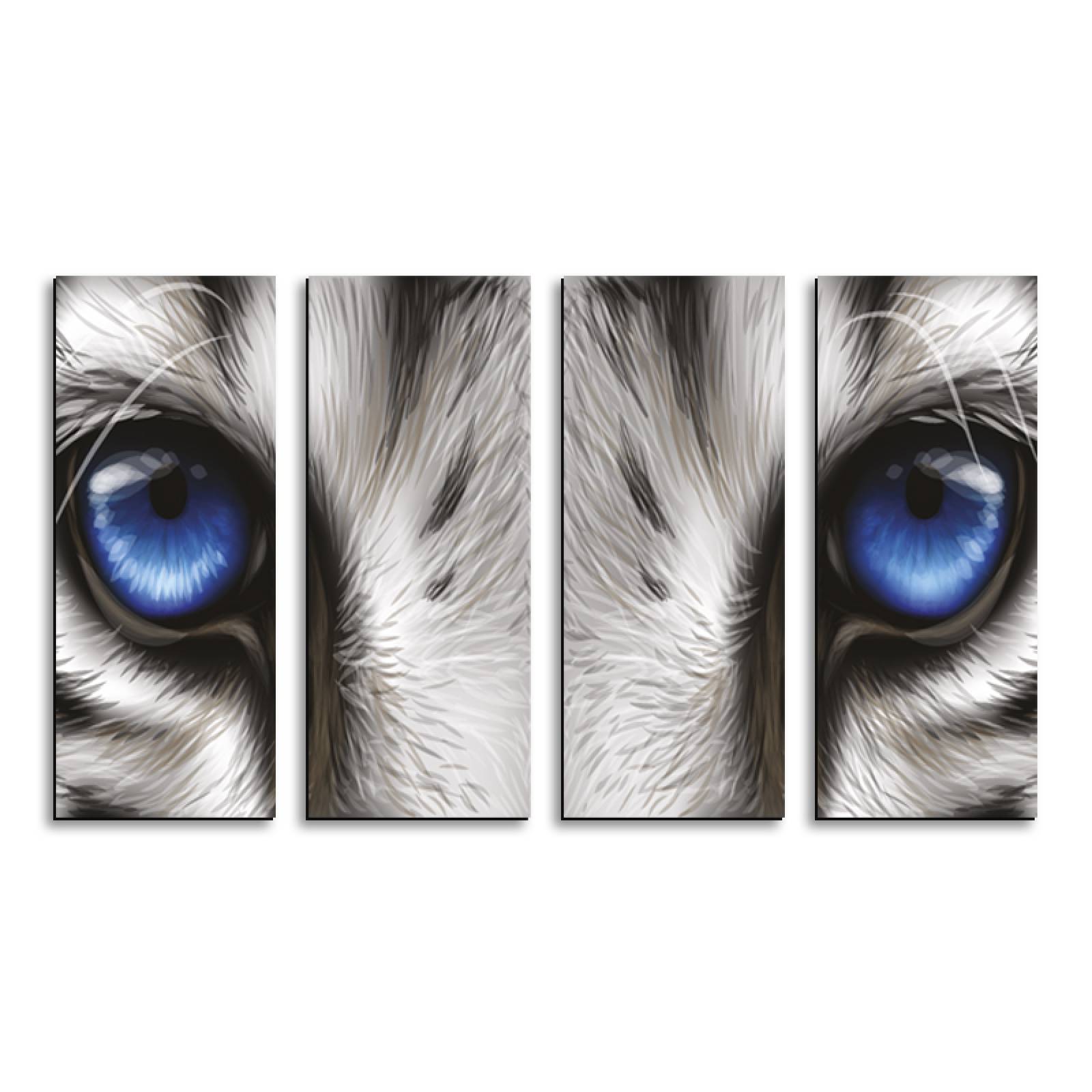 Cuadro decorativo Ojos de Tigre Blanco 2 metros x 120cm Grandes Modernos 4 Piezas