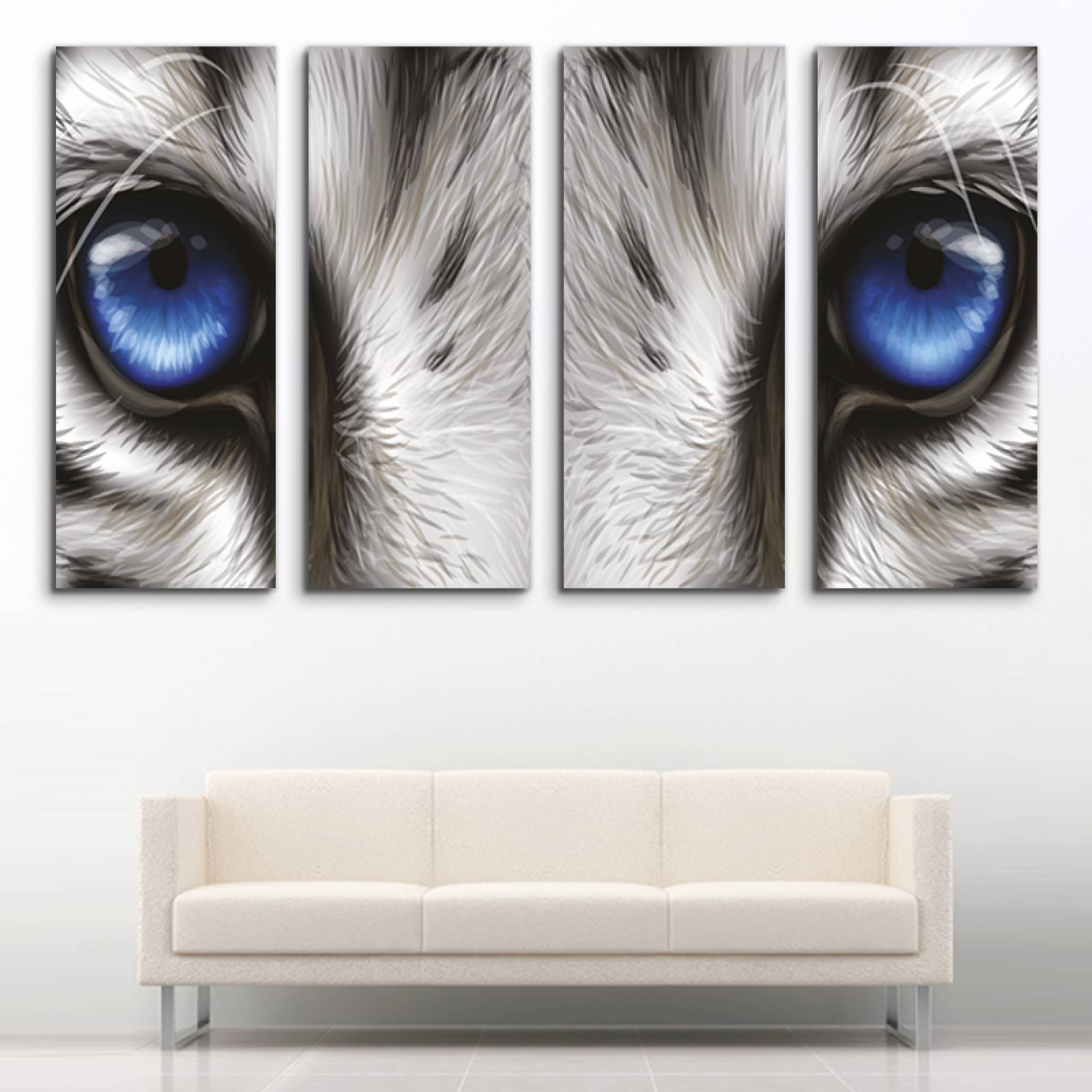 Cuadro decorativo Ojos de Tigre Blanco 2 metros x 120cm Grandes Modernos 4 Piezas