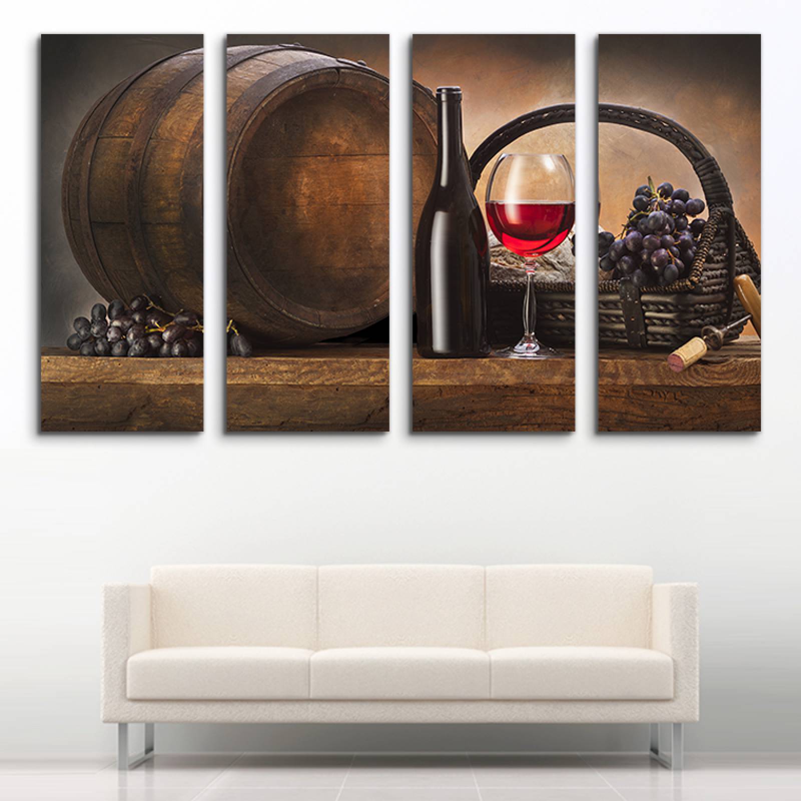 Cuadro decorativo Vinos de Mesa Decoracion para Comedores y Restaurantes 2 metros x 120cm Grandes Modernos 4 Piezas