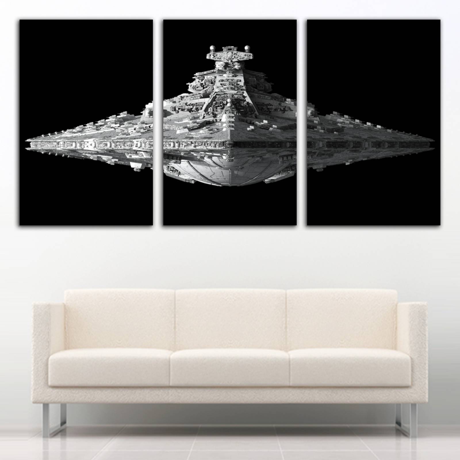 Cuadro decorativo Star Wars Nave Destructor Estelar Peliculas moderno decoración 168x86cm 3 piezas