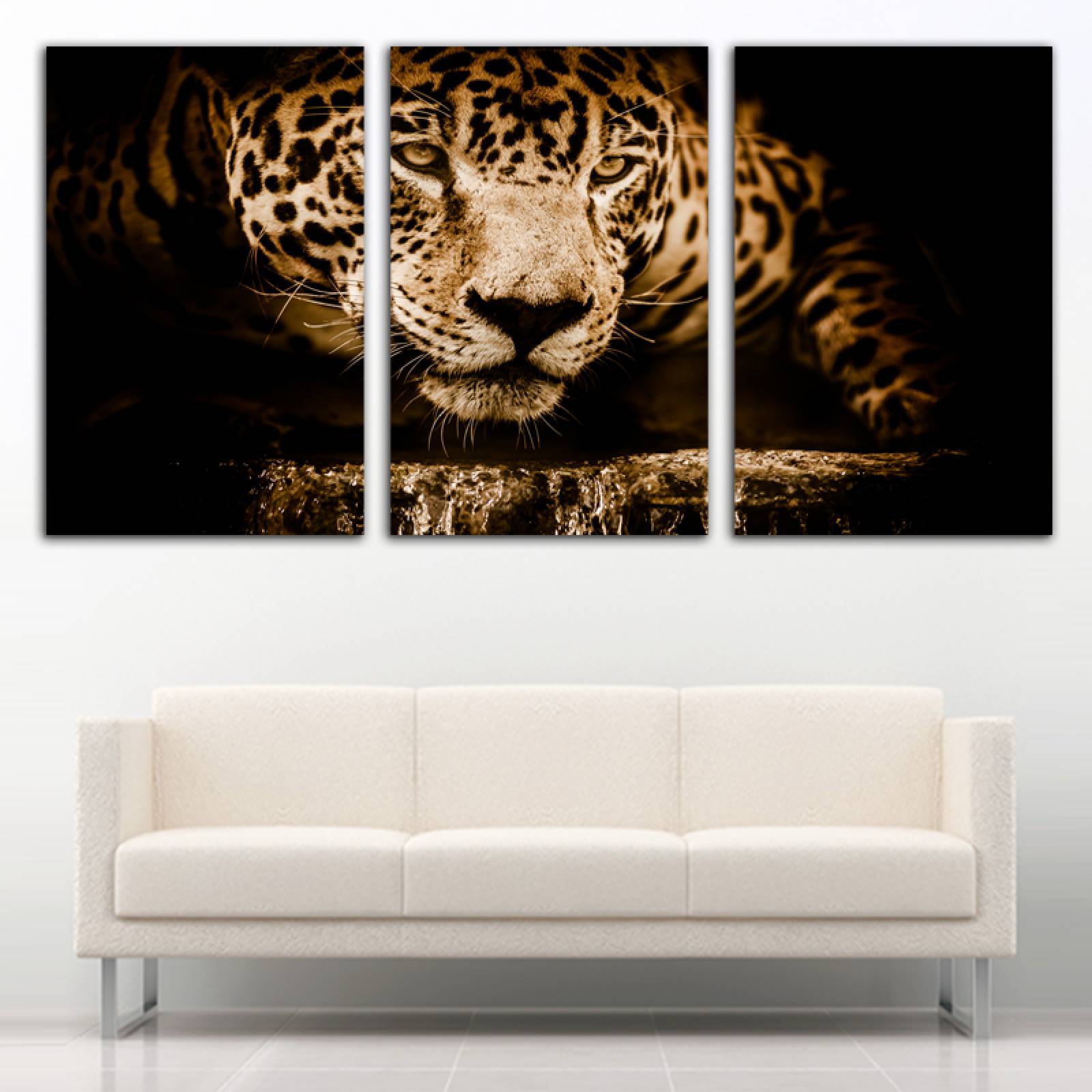 Cuadro decorativo Jaguar Animales moderno decoración 168x86cm 3 piezas
