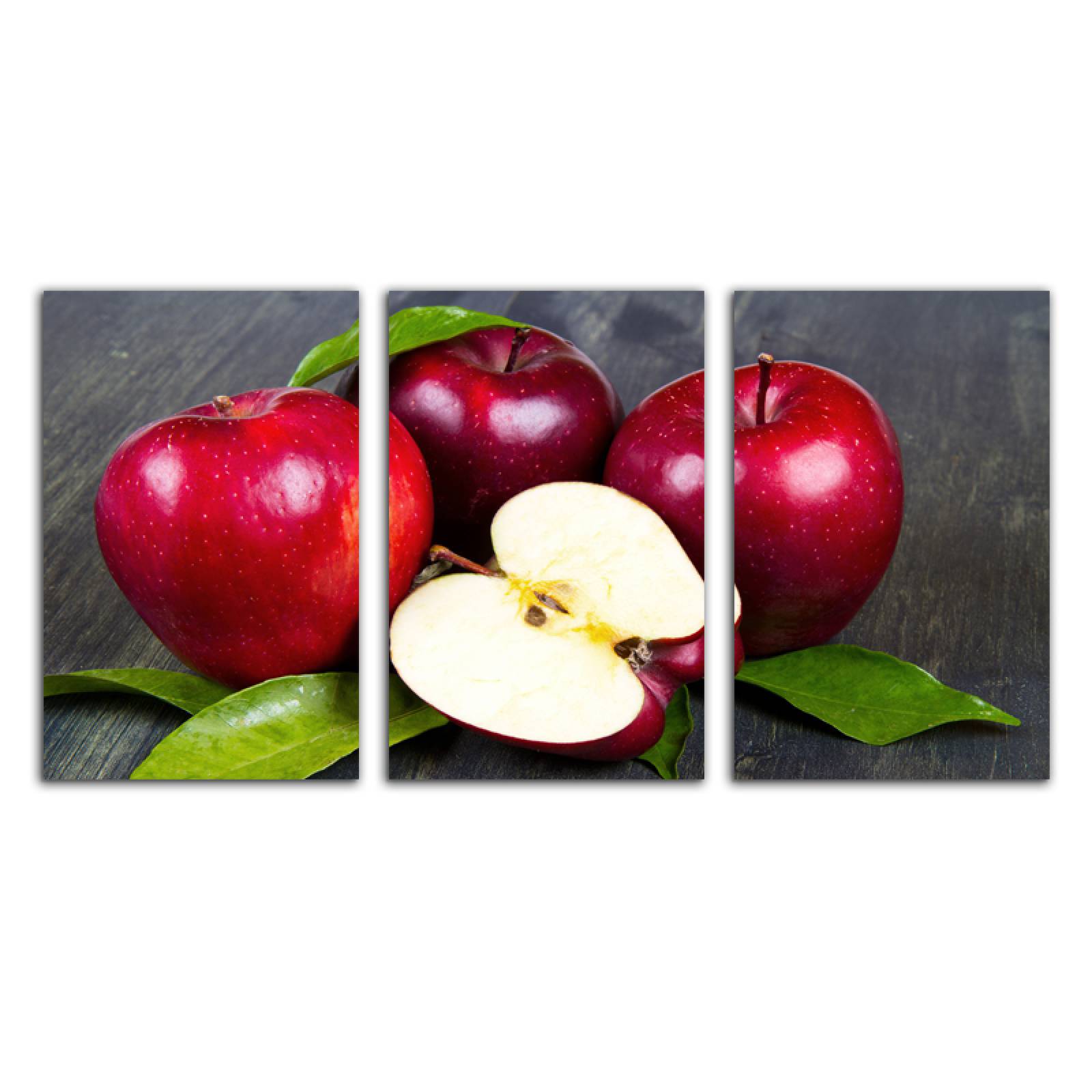 Cuadro decorativo Manzanas Rojas Decoración para Comedores y Restaurantes moderno 168x86cm 3 piezas