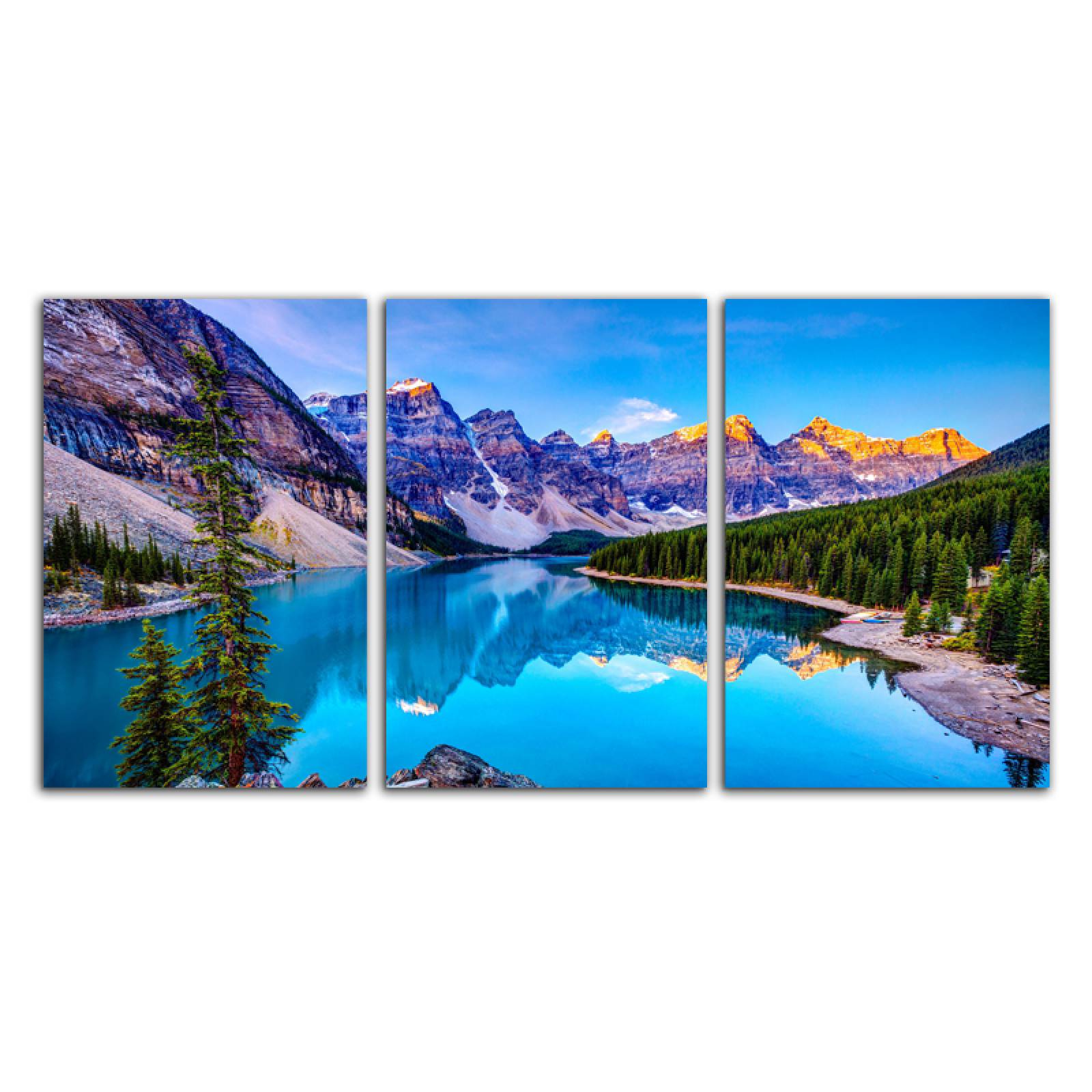 Cuadro decorativo Paisaje Montaña Lago Azul moderno decoración 168x86cm 3 piezas