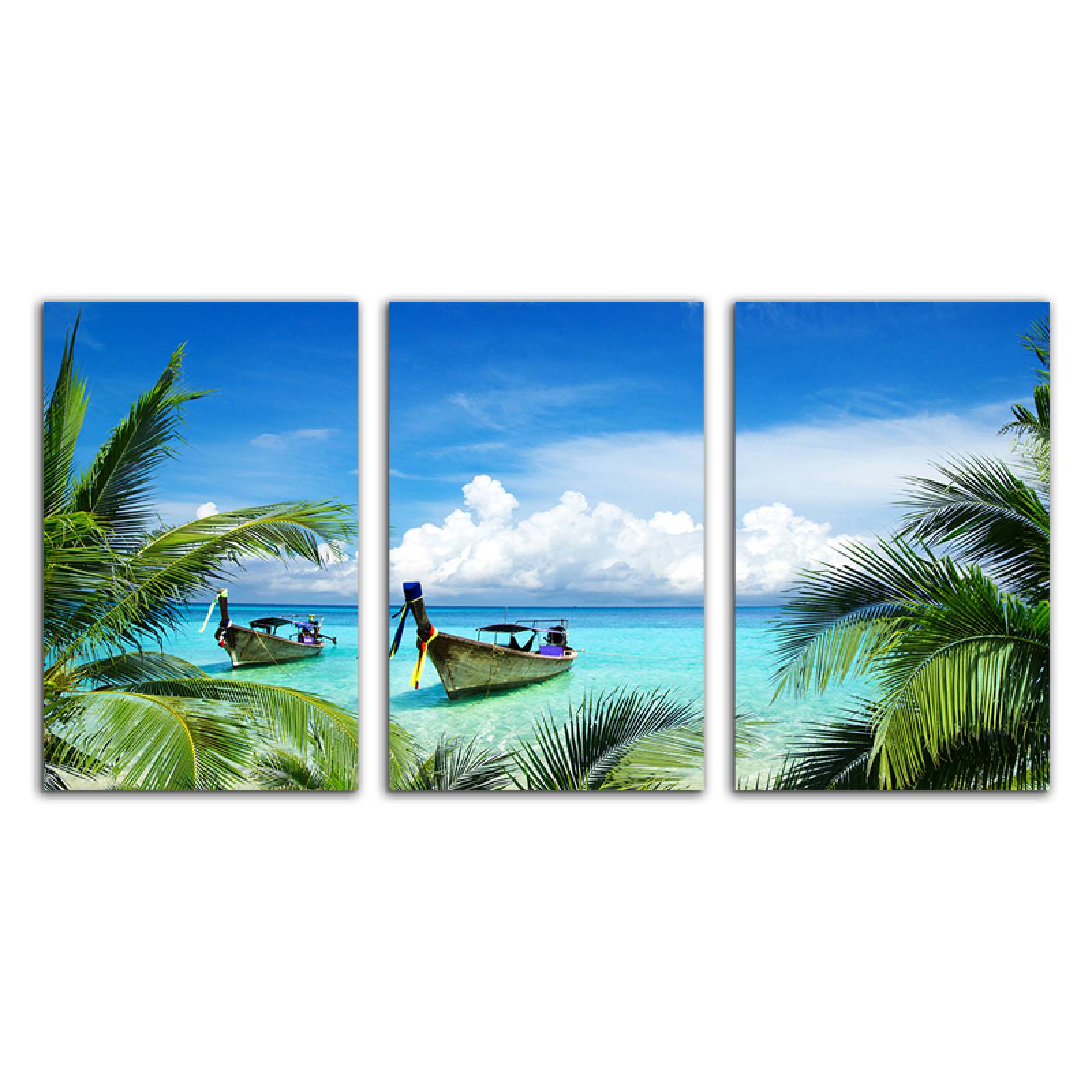 Cuadro decorativo Playa Paisaje moderno decoración 168x86cm 3 piezas