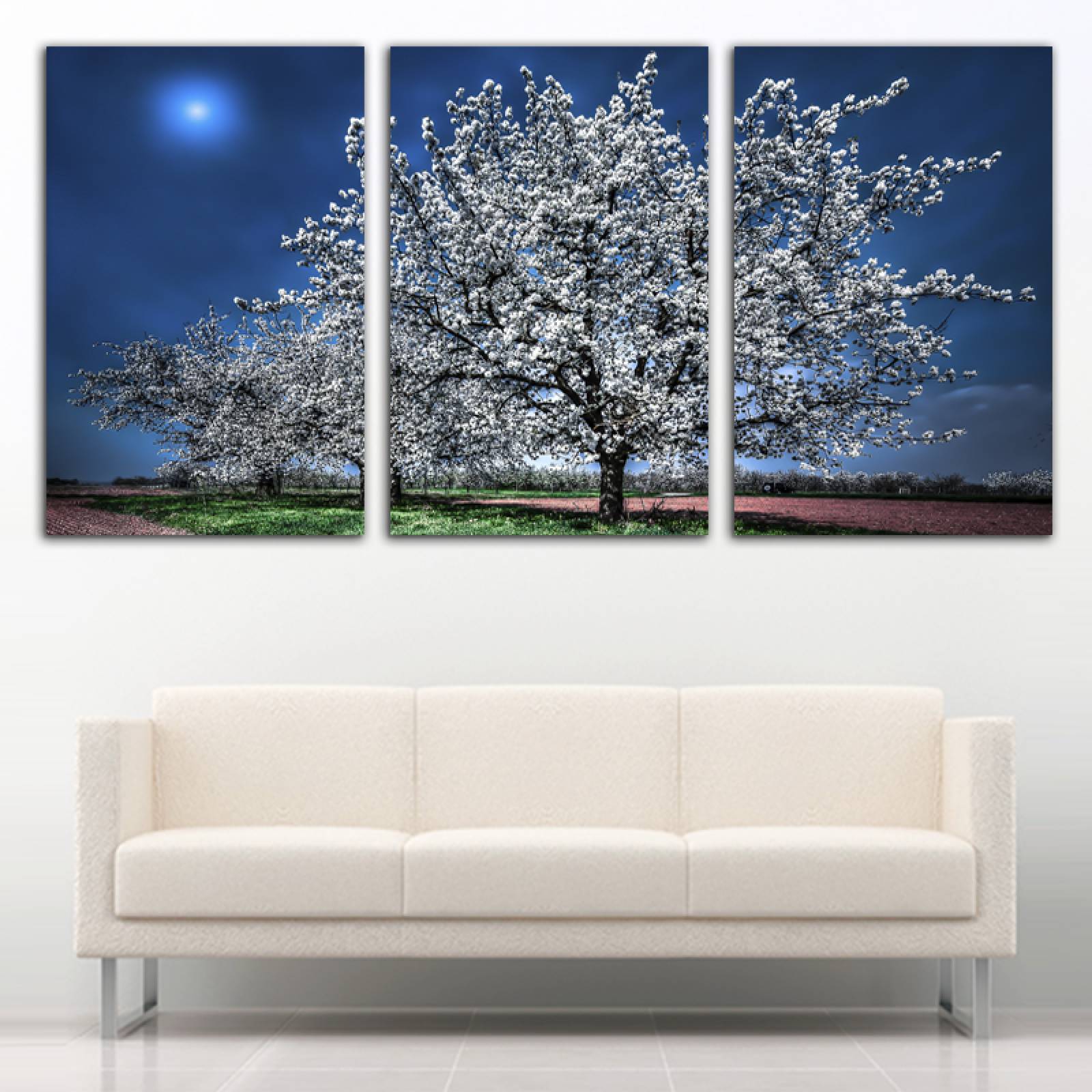 Cuadro decorativo Árbol de Cerezo Japones Paisaje moderno decoración 168x86cm 3 piezas