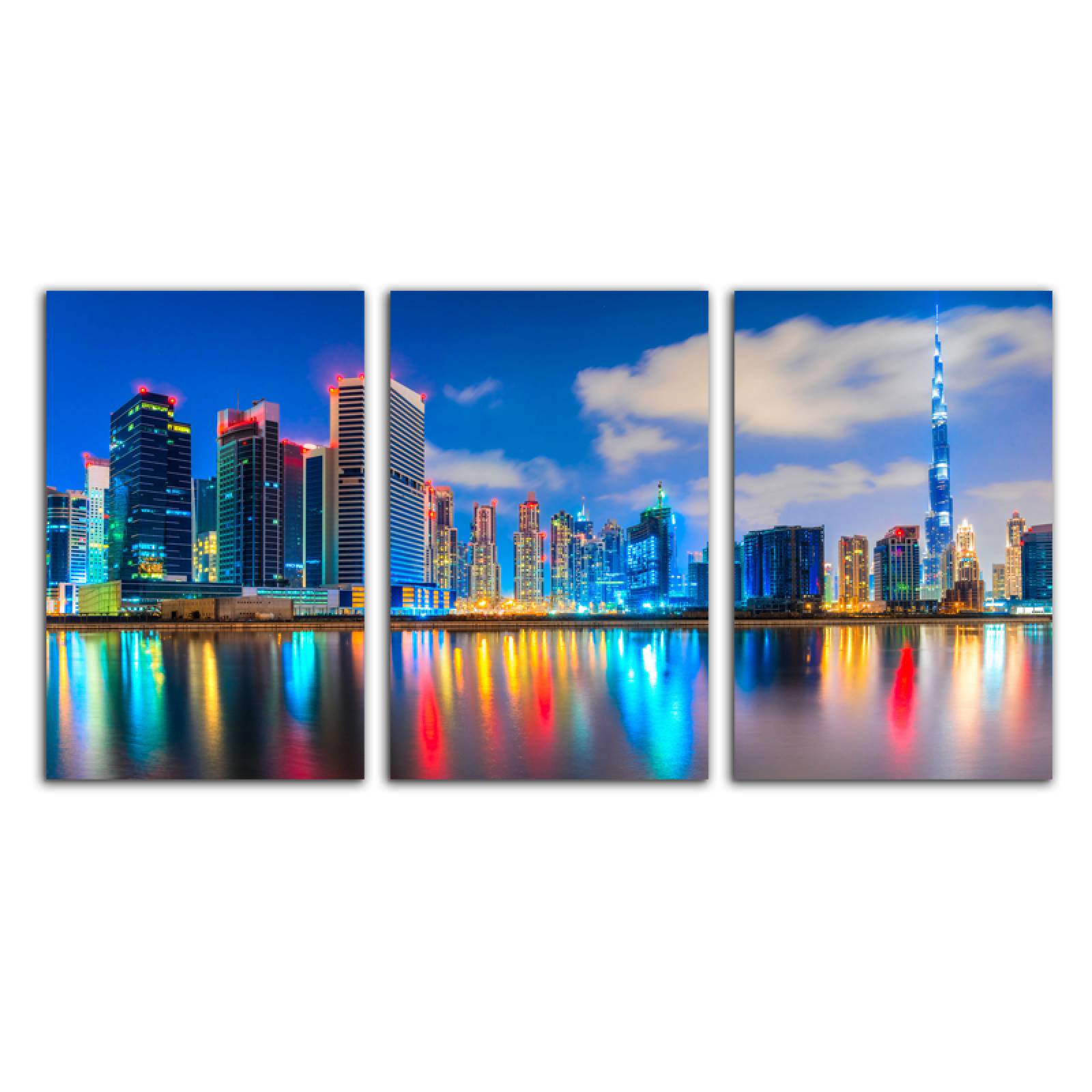 Cuadro decorativo Paisaje Úrbano Edificios Dubaí moderno decoración 168x86cm 3 piezas