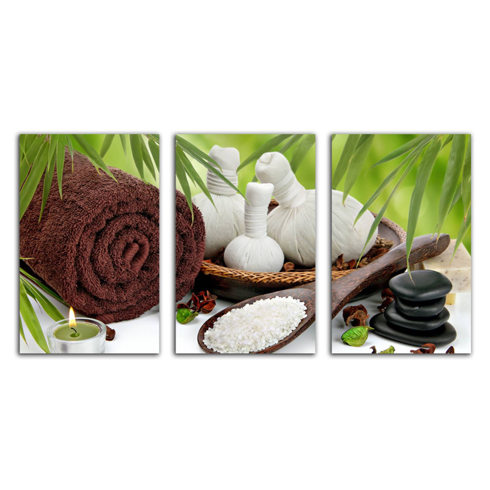 Cuadro decorativo Spa Decoración Zen Verde moderno decoración 168x86cm 3 piezas