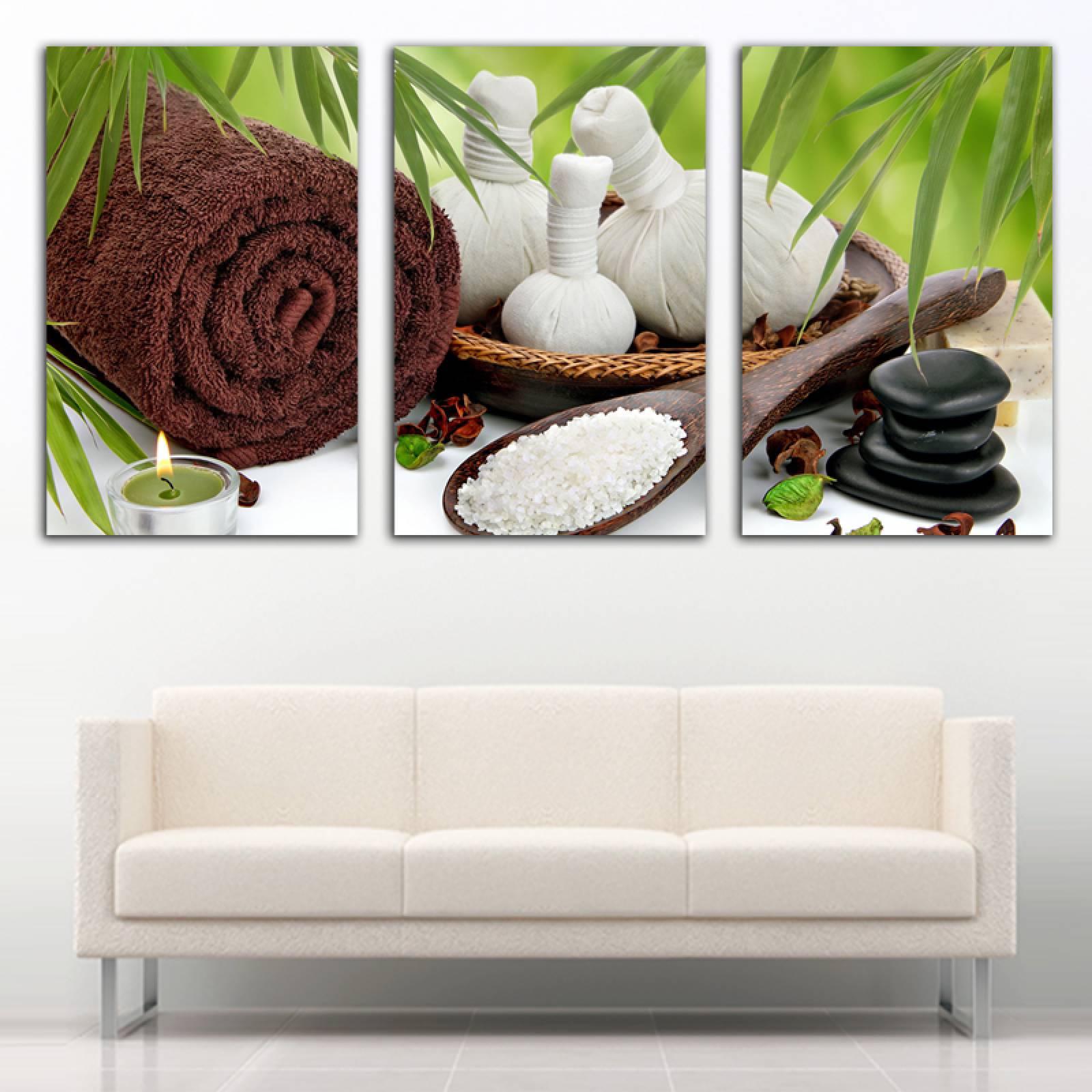 Cuadro decorativo Spa Decoración Zen Verde moderno decoración 168x86cm 3 piezas